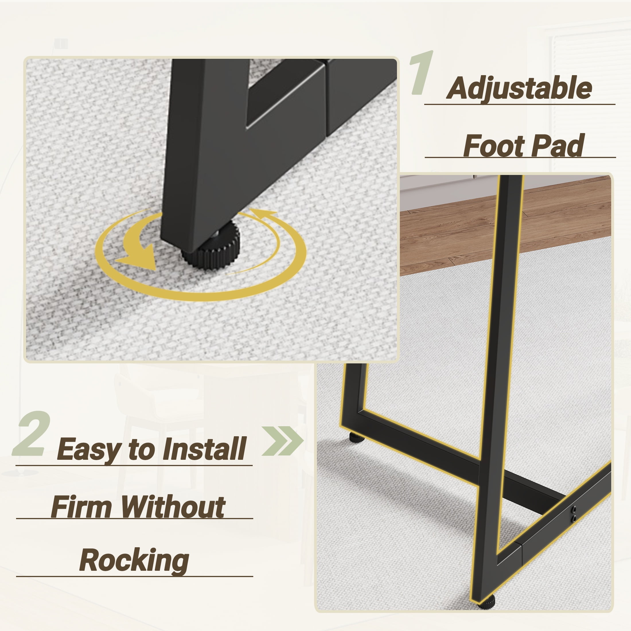 PORKISS 5 Piece Dining Table and Chair Set, Kitchen Dining Room Table Set with Faux Marble Table PU Leather Chairs, Rectangle Dining Table Set for 4, Dinette Set for Small Space, Gray + Black - Image 3