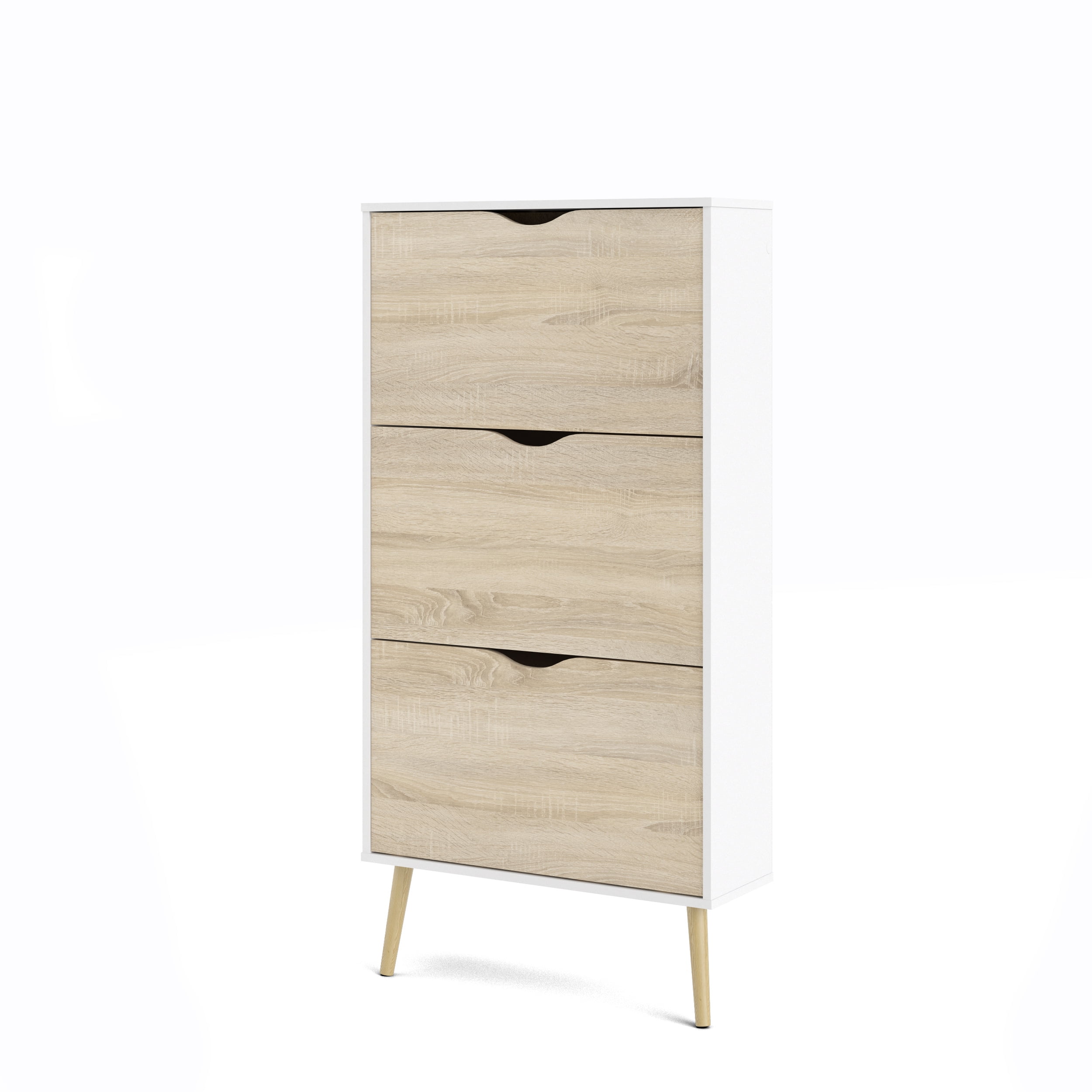 Tvilum Diana 3-Drawer Shoe Accent Cabinet, White/Oak Structure - Image 14