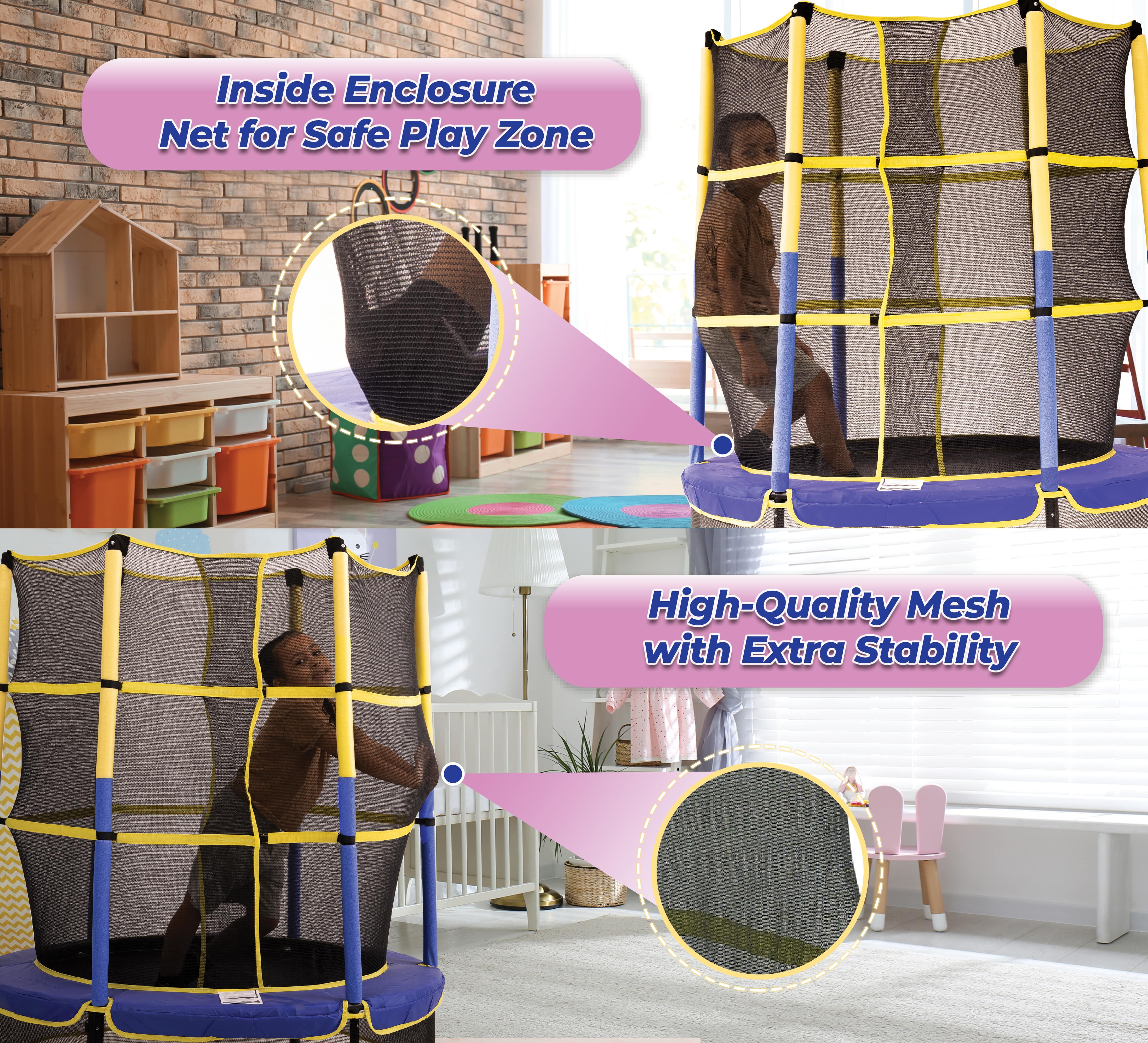 Machrus Upper Bounce 55-Inch Kids Trampoline with Safety Enclosure – Indoor/Outdoor Mini Trampoline for Toddlers & Children, Easy Assembly & Durable Design - Image 6