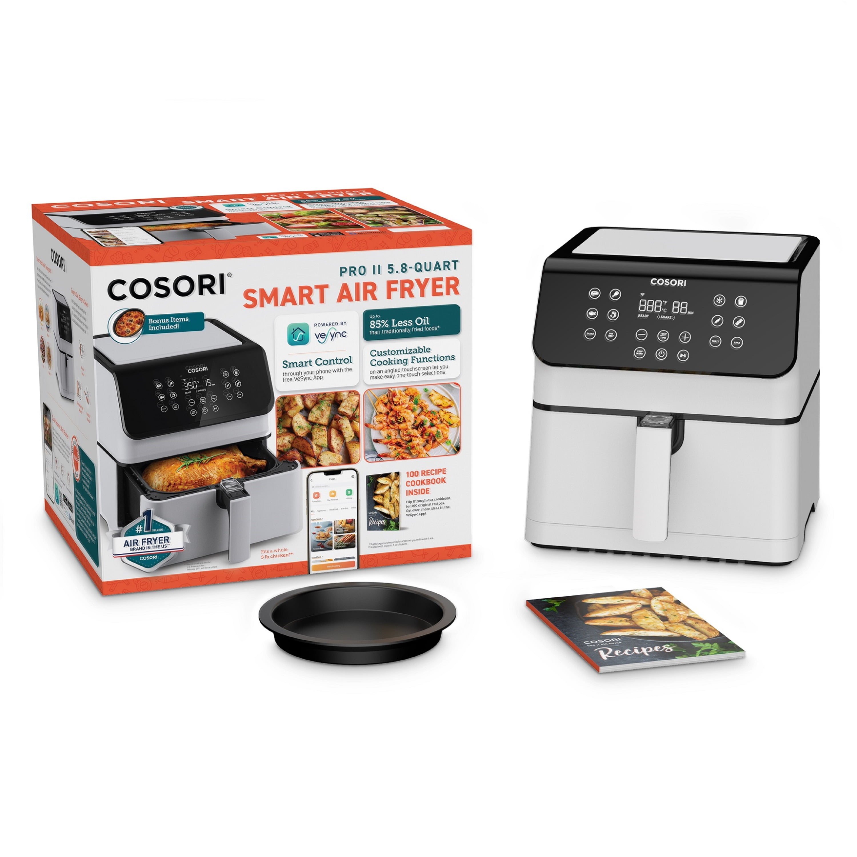 COSORI Pro II 5.8-Quart Smart Air Fryer, 12-in-1, Exclusive Bonus, White - Image 4