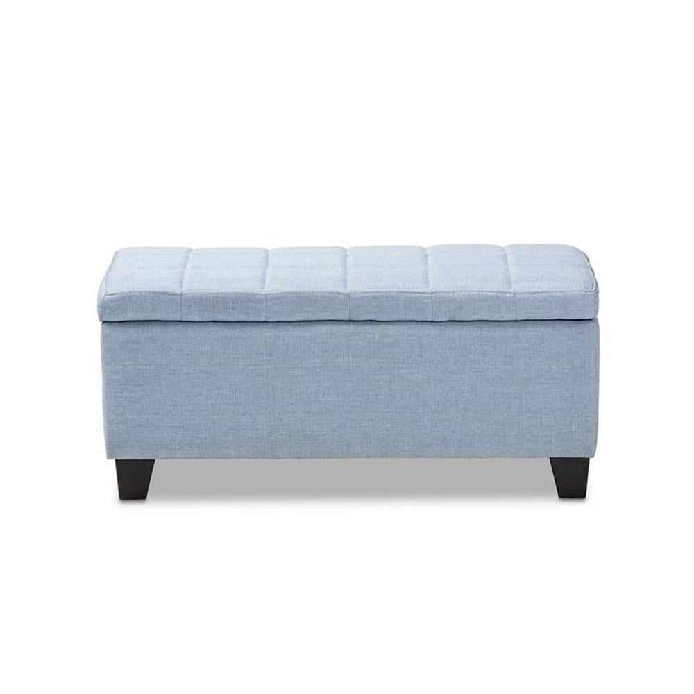 Baxton Studio Fera Modern and Contemporary Light Blue Fabric Upholstered Storage Ottoman - Image 2