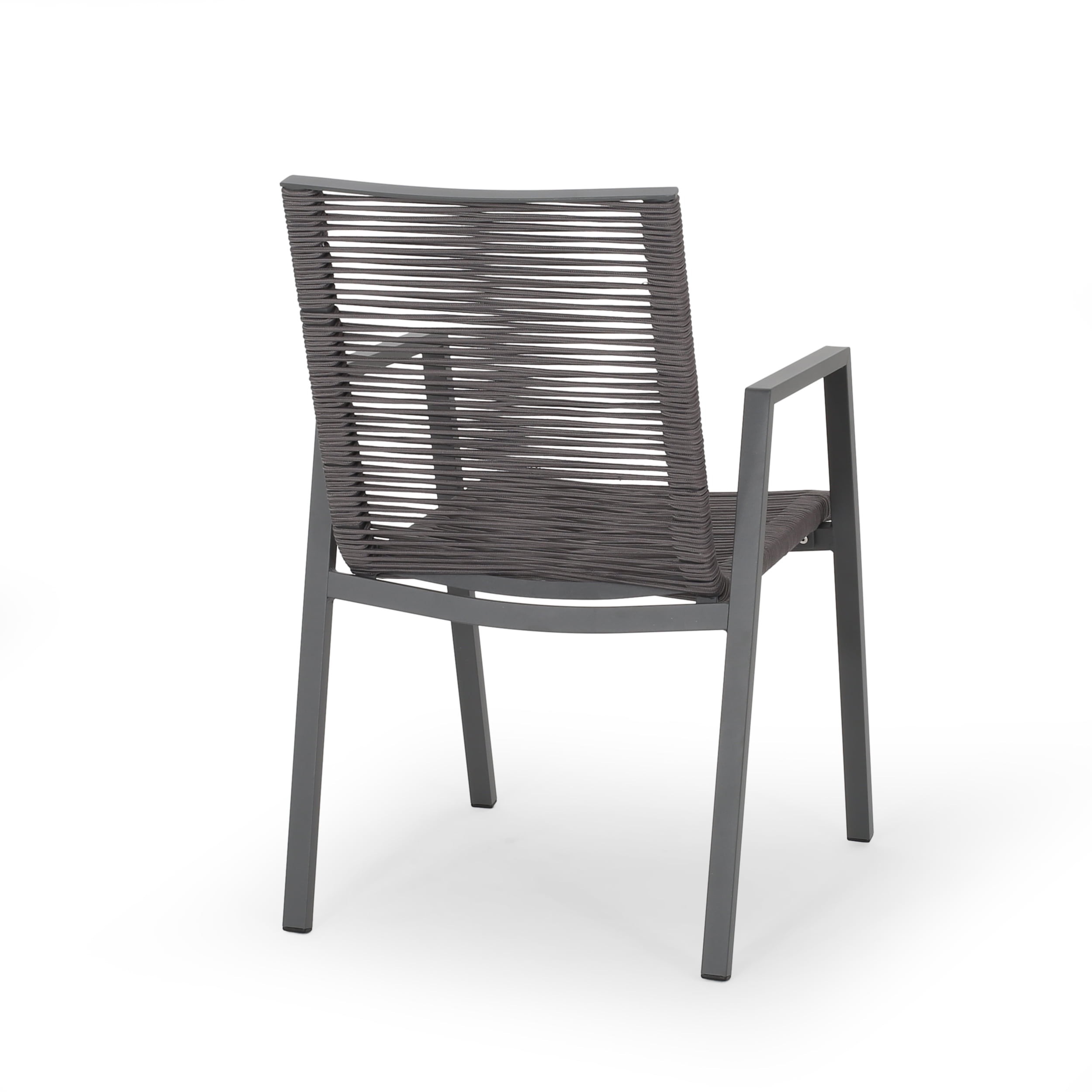 Noble House Deloris Outdoor Aluminum Dining Chair in Gray (Set of 2) - Image 3