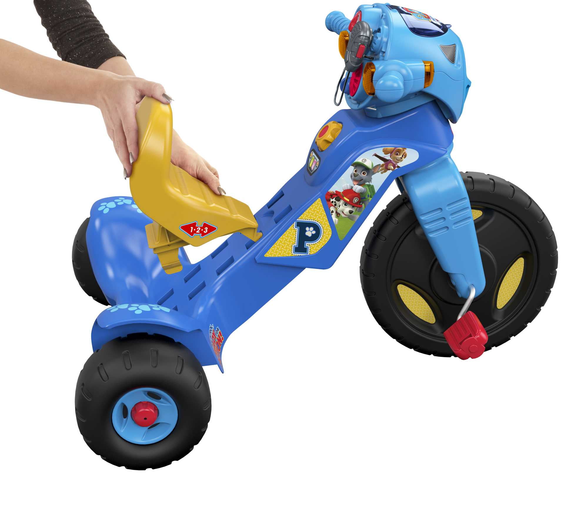 Fisher-Price PAW Patrol Lights & Sounds Trike Push & Pedal Ride-On Toddler Tricycle - Image 3
