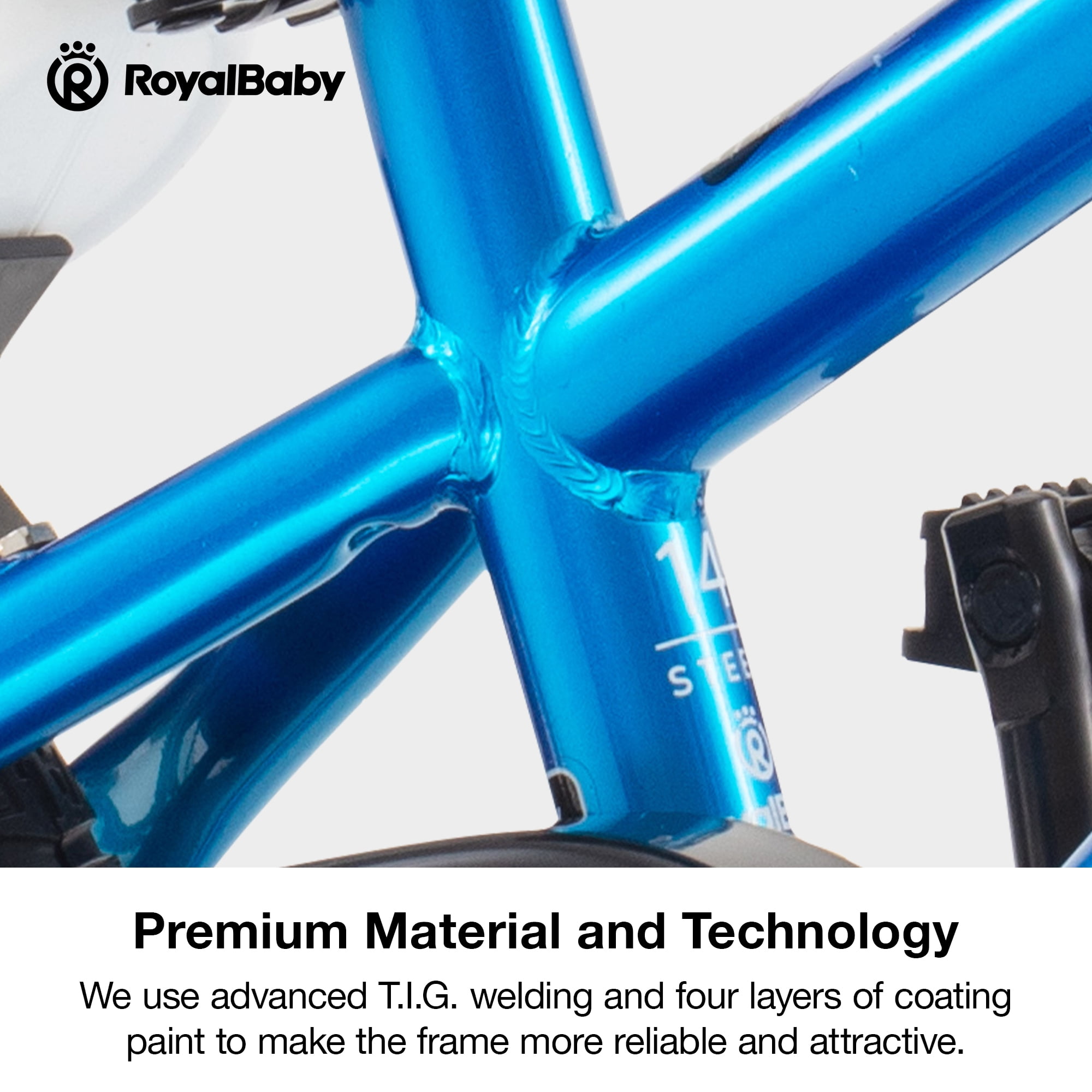 Royalbaby Freestyle 12" Kids Bicycle for Boys Girls, Ages 3-4 Years, Blue - Image 4