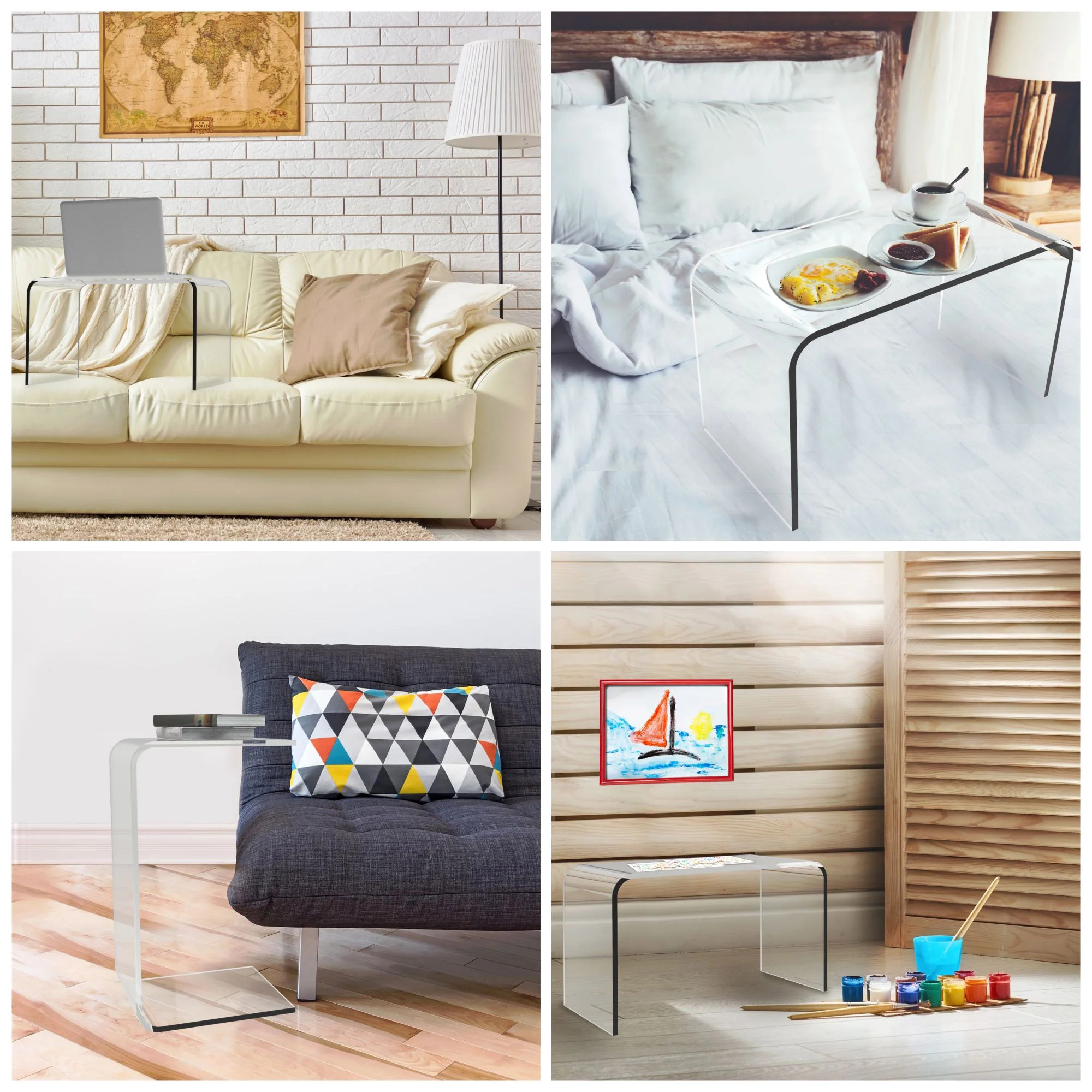Lavish Home Acrylic Side Table, Multipurpose C Shaped End Table, Laptop Lap Desk, Modern Acrylic Furniture for Living Room, Bedroom and Office - Image 8