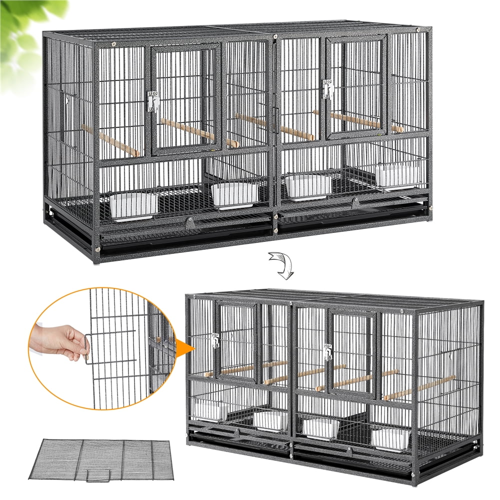 Alden Design 18" H Stackable Divided Breeder Meatal Bird Cage for Small Birds, Black - Image 5