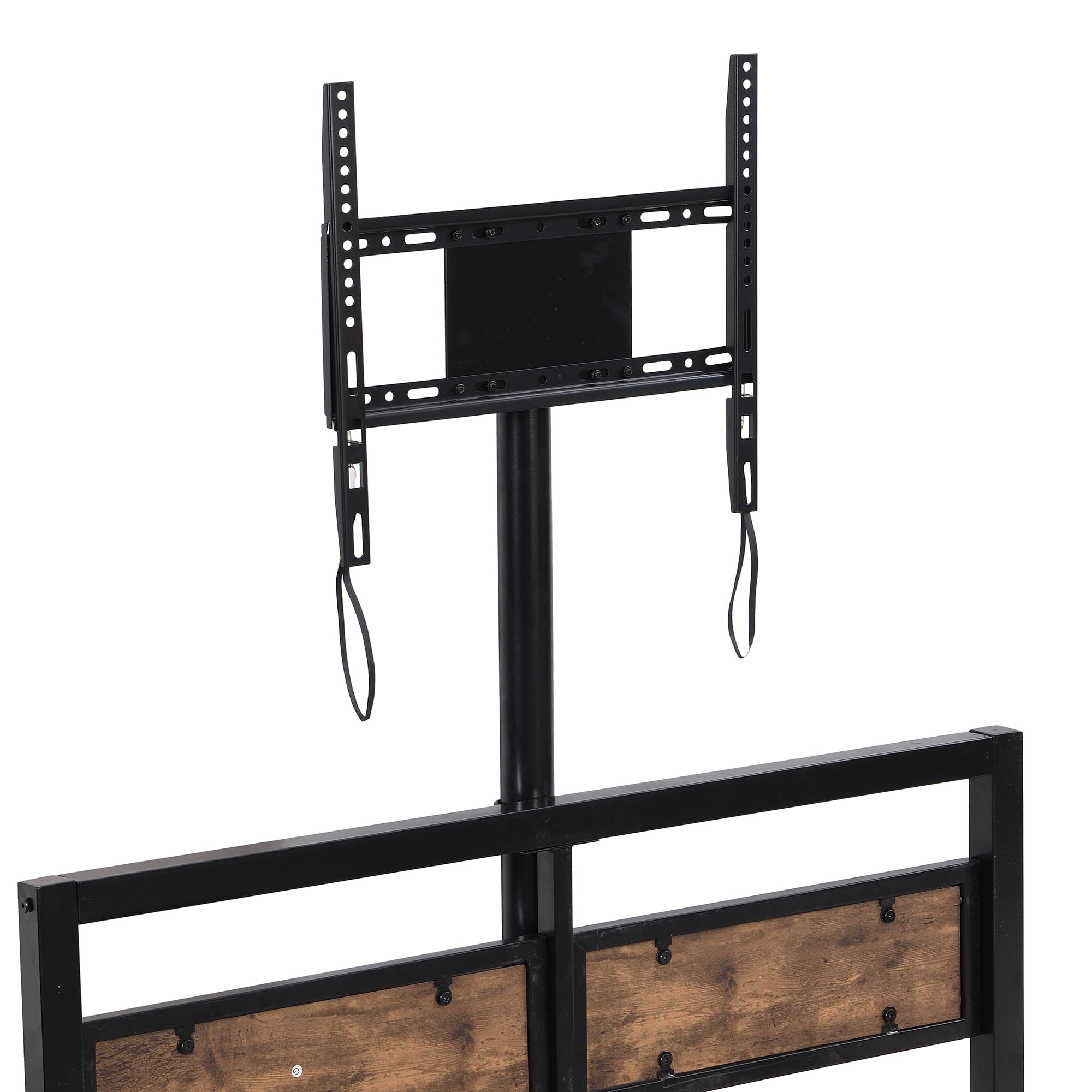 Euroco Metal Platform Bed Frame with 360° Rotatable TV Holder and 2 Drawers for Living Room for Kids Teens, Black - Image 8