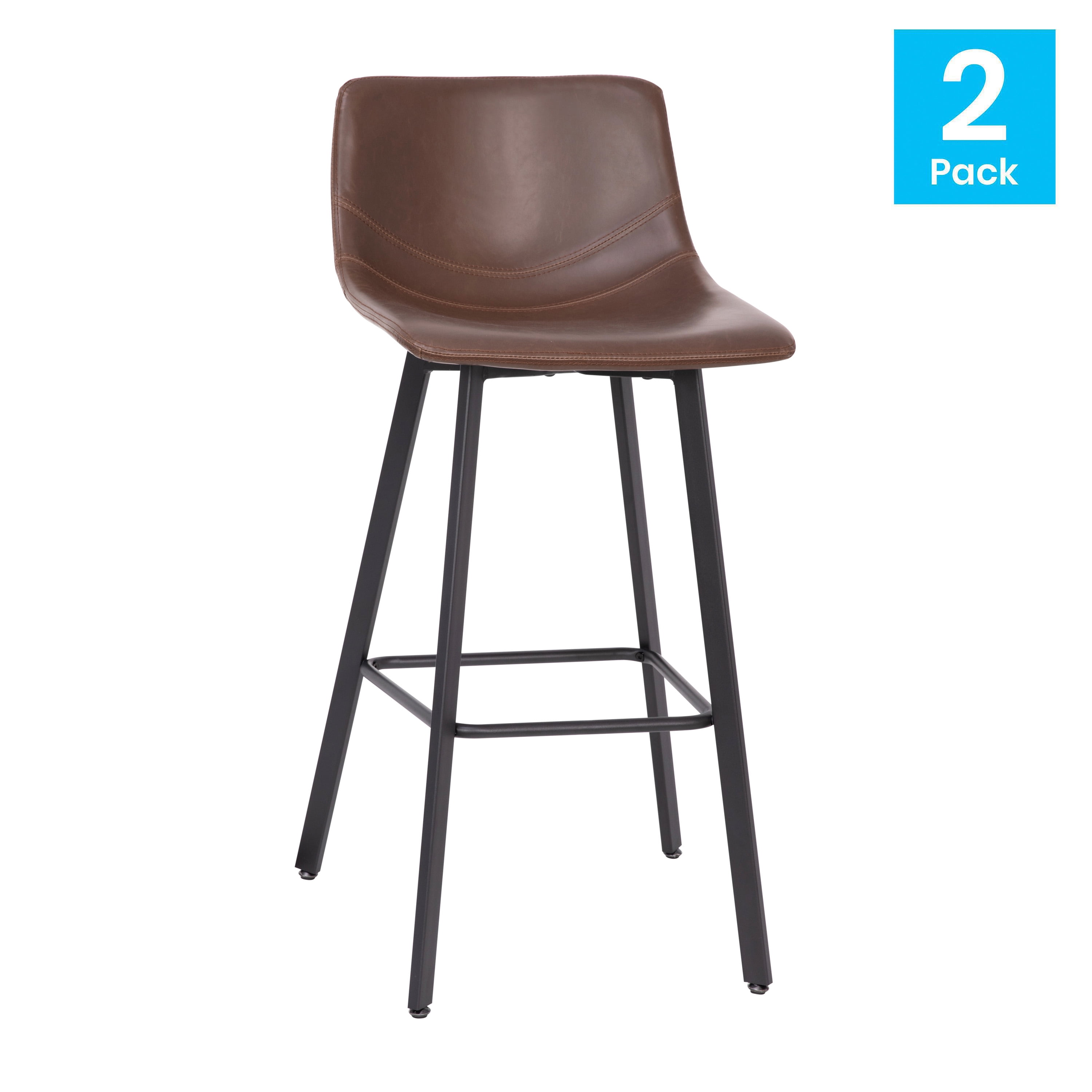 Flash Furniture Caleb Collection LeatherSoft Barstool, Chocolate Brown/Black - Image 5