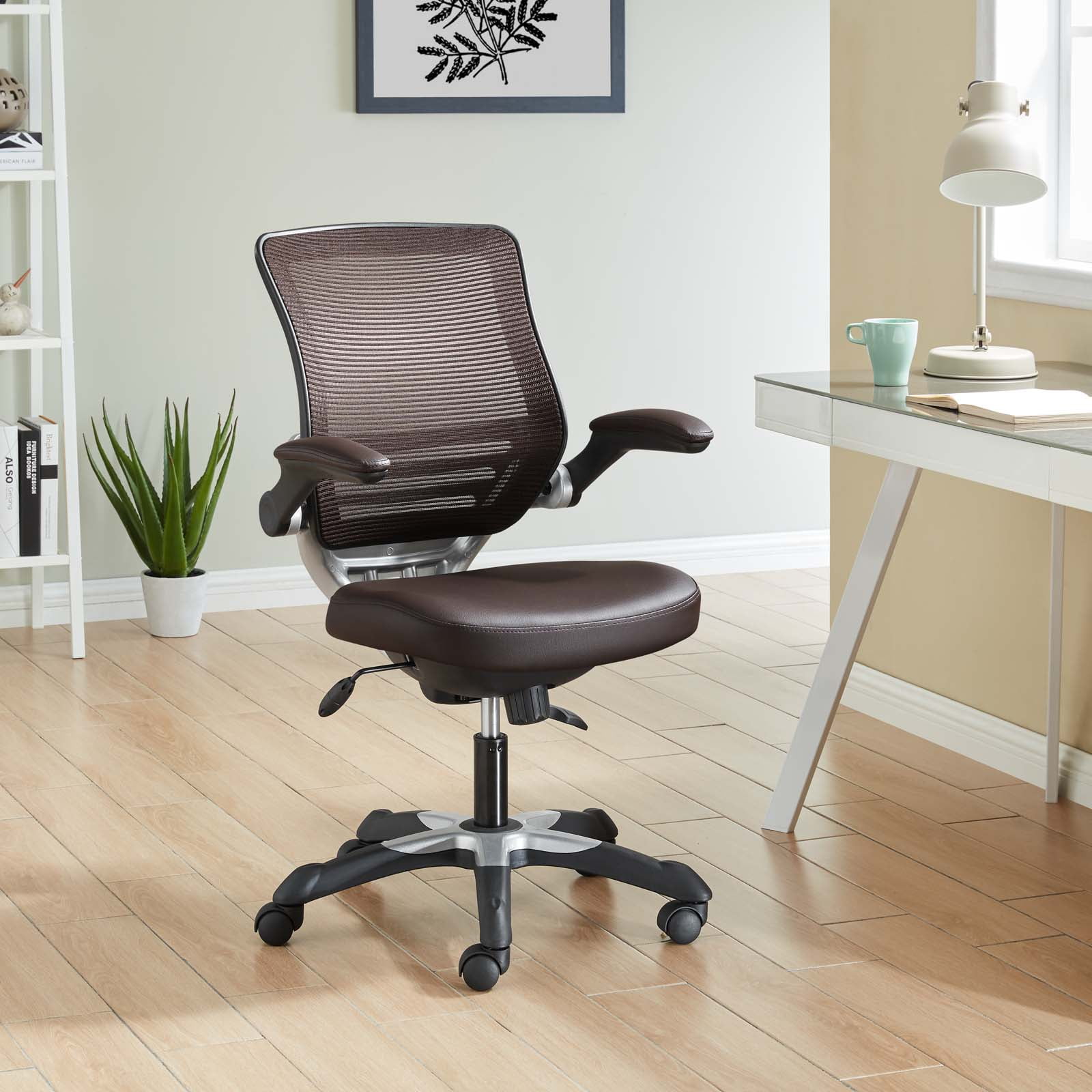 Modway Edge Vinyl Office Chair in Brown - Image 4