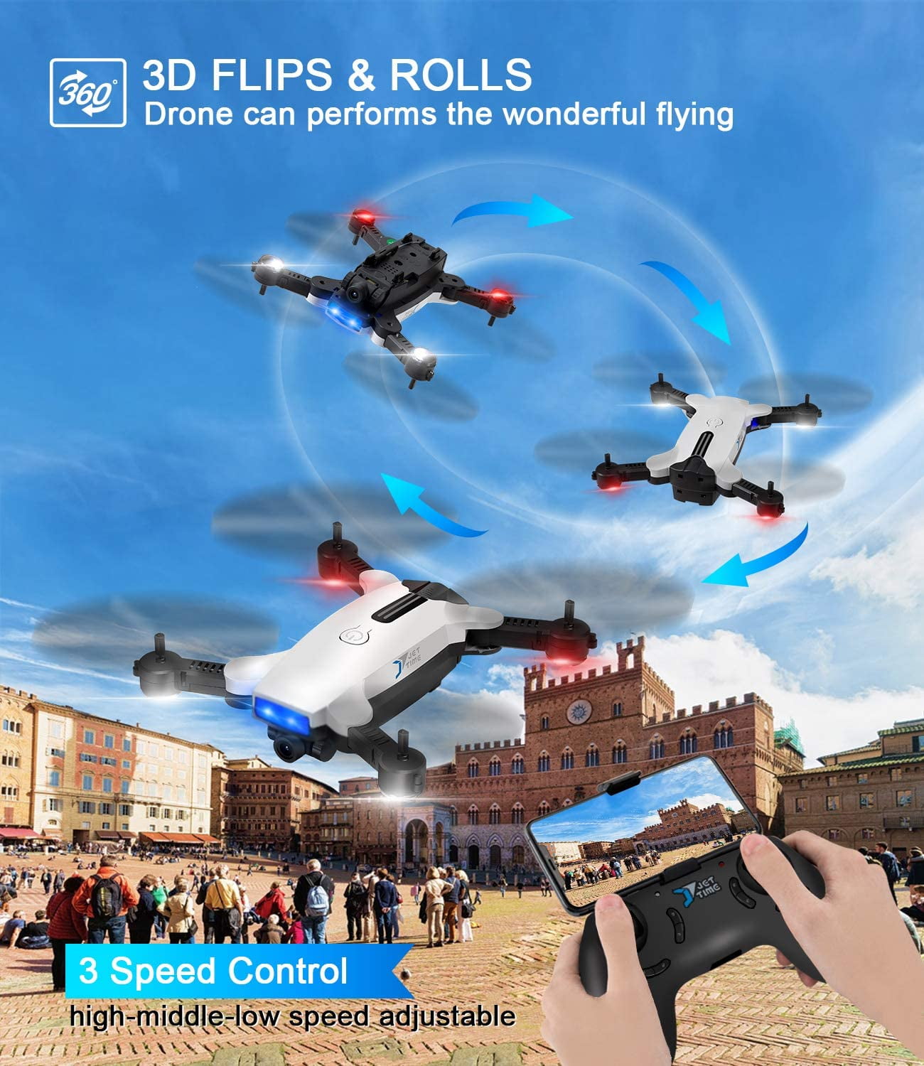 SUPER JOY WiFi 720P HD FPV Drone for Kids, Live Video Follow Me, Gesture Control and More Than 12 Functions Intelligent Quadcopter for Beginners White - Image 6