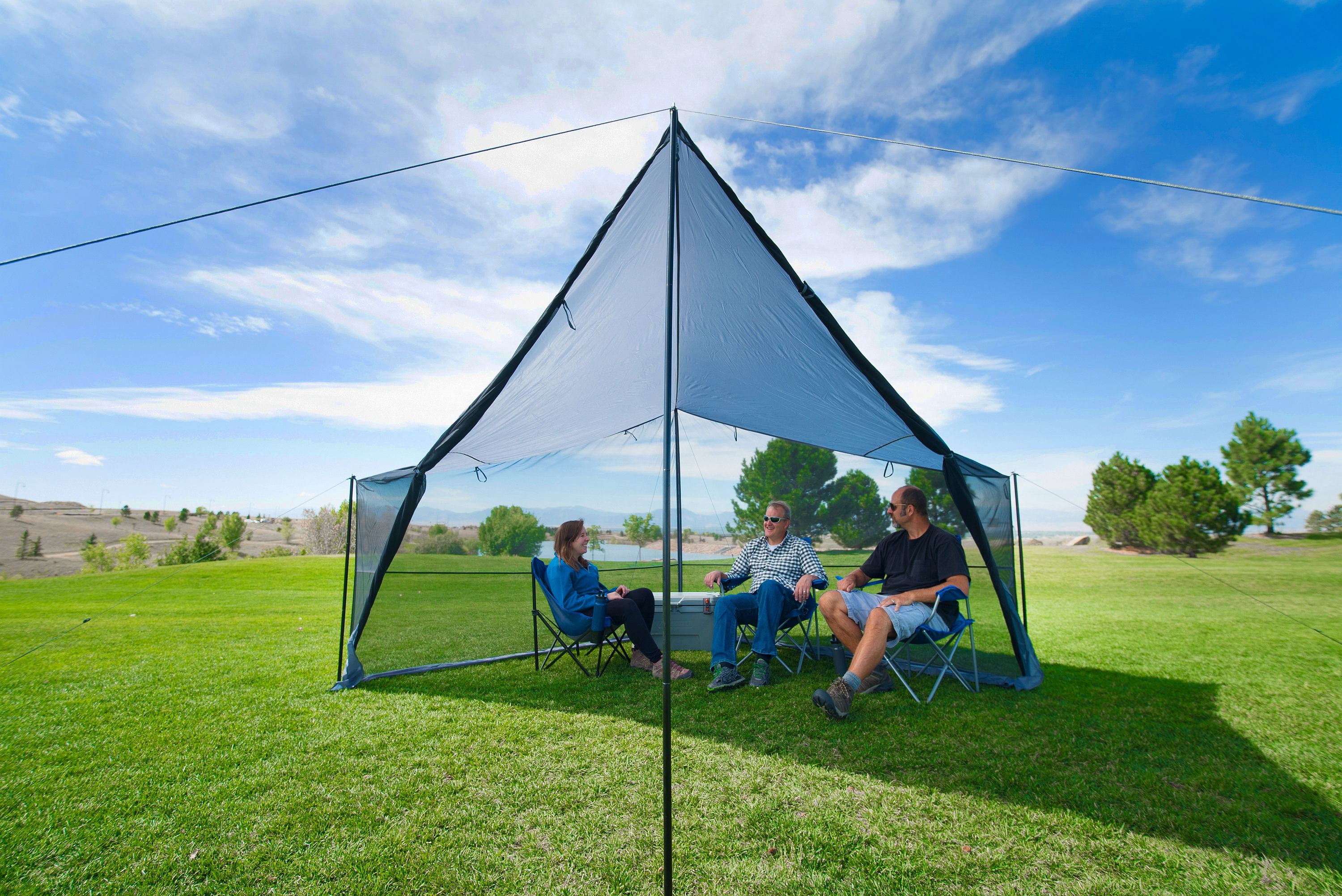 Ozark Trail Tarp Shelter, 9' x 9' with UV Protection and Roll-up Screen Walls - Image 2