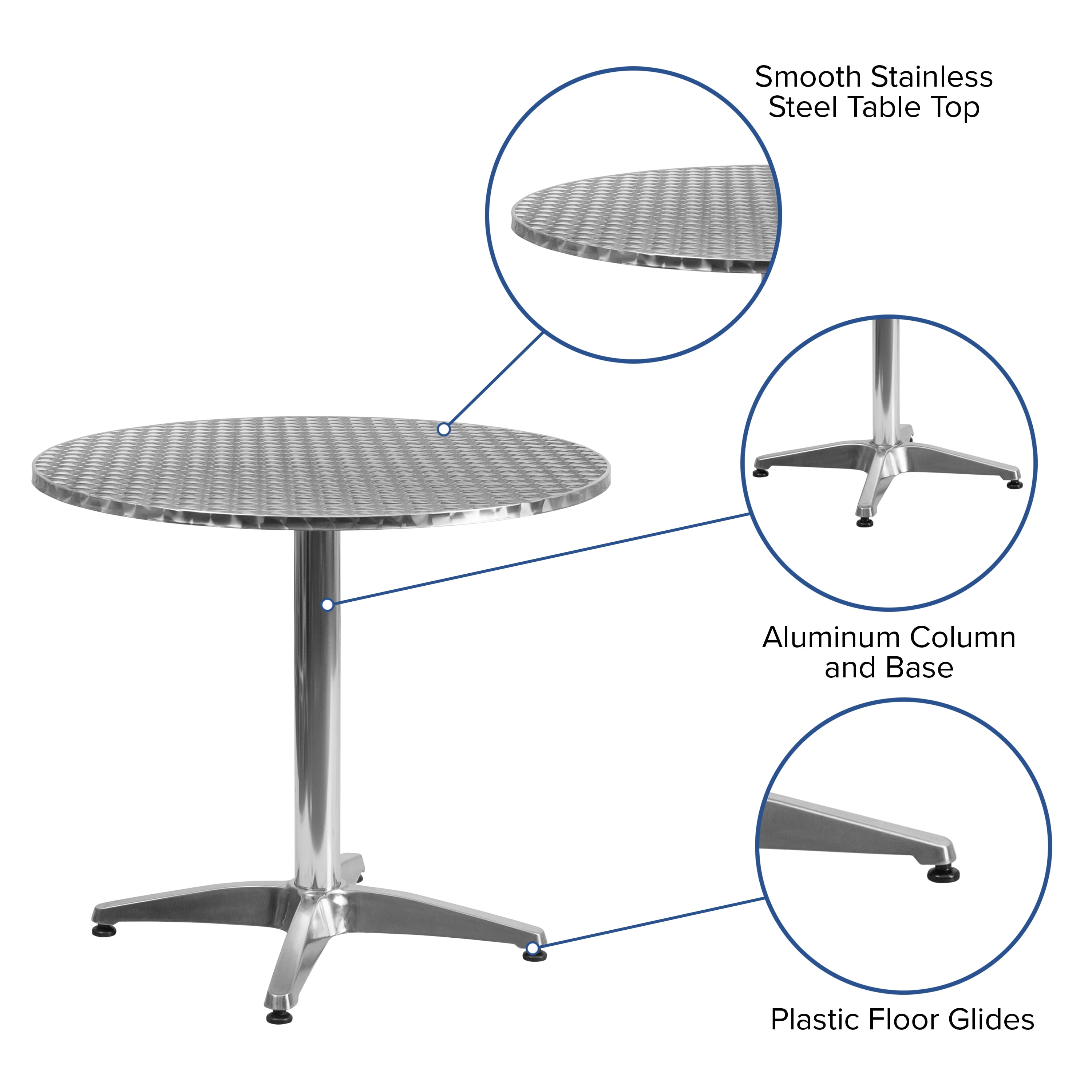 Flash Furniture Mellie 31.5'' Round Aluminum Indoor-Outdoor Table with Base - Image 2