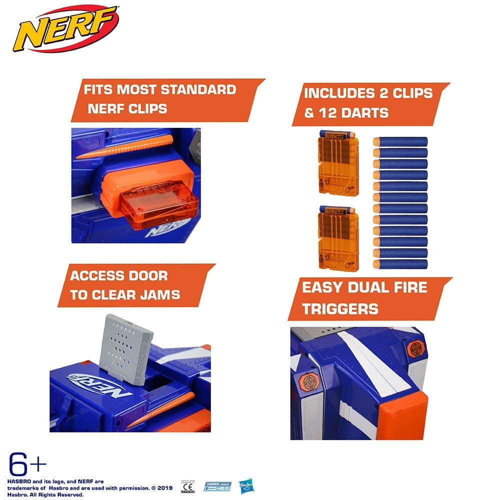Nerf Blaster Scooter, Dual Trigger Rapid Fire Action, Includes 2 Clips and 12 Elite Darts - Image 4