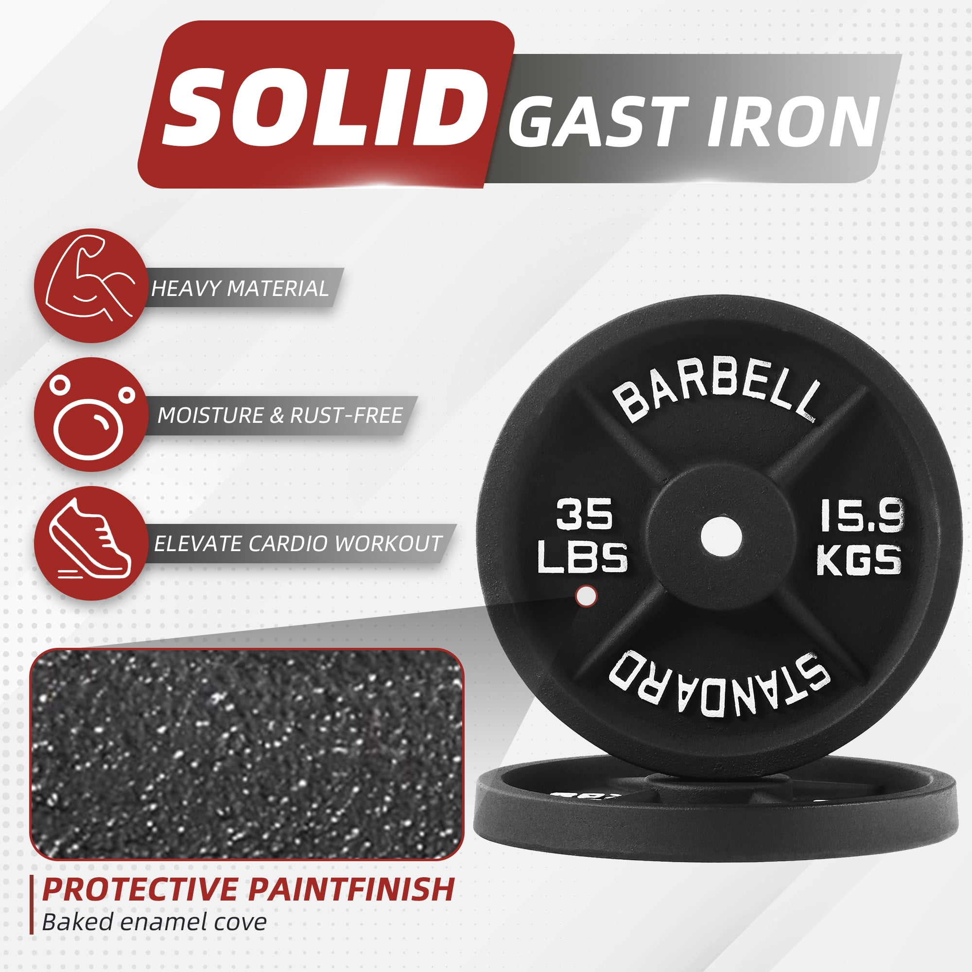 BalanceFrom 80 lbs Fitness Set, 5-Foot Standard Barbell (10 lbs) With Star Lock, Cast Iron Weight Stack (50 lbs), Suitable For A Variety Of Training, Suitable For Home and Professional Gym - Image 5