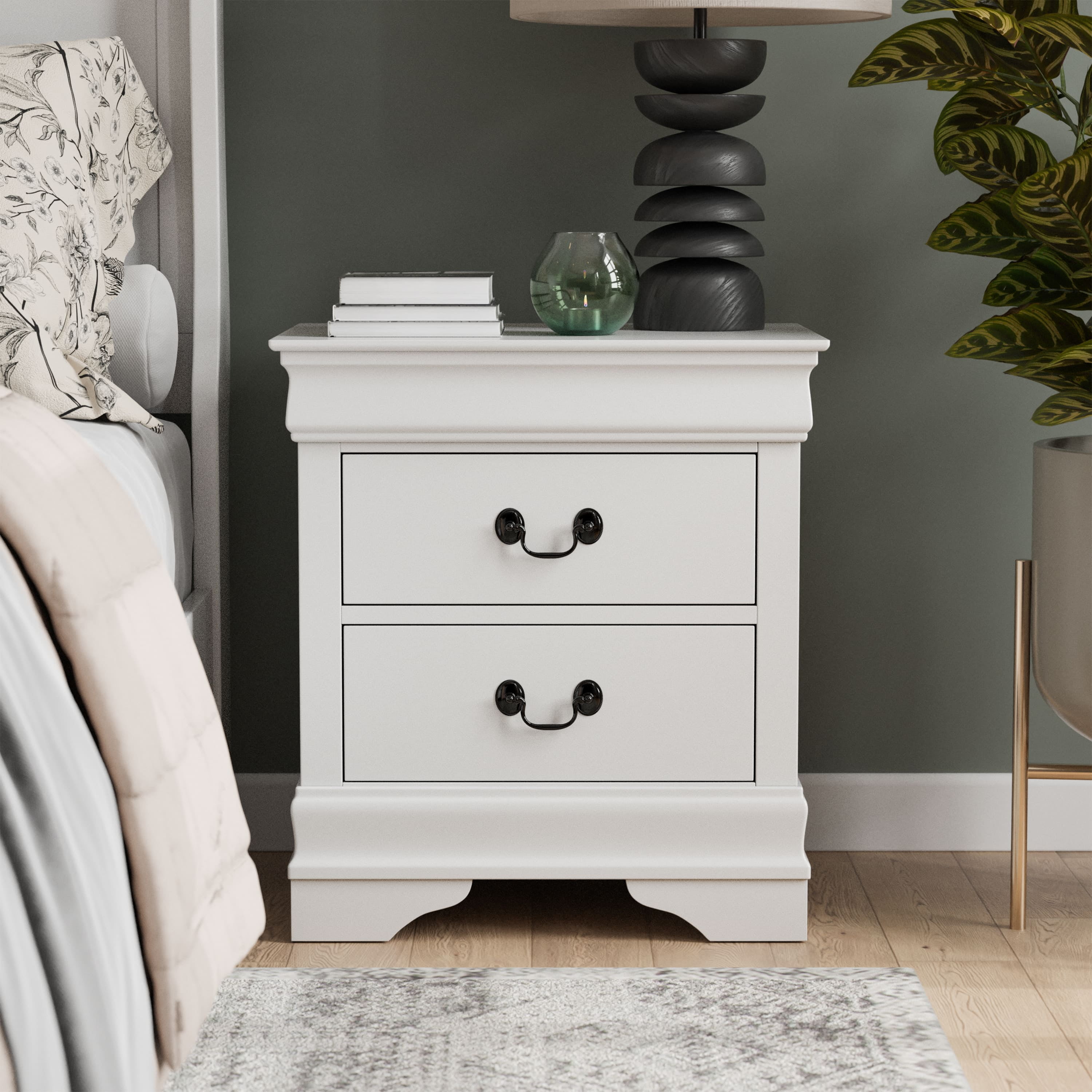 Furniture of America Rycia Traditional 2-Drawer Nightstand, White - Image 6