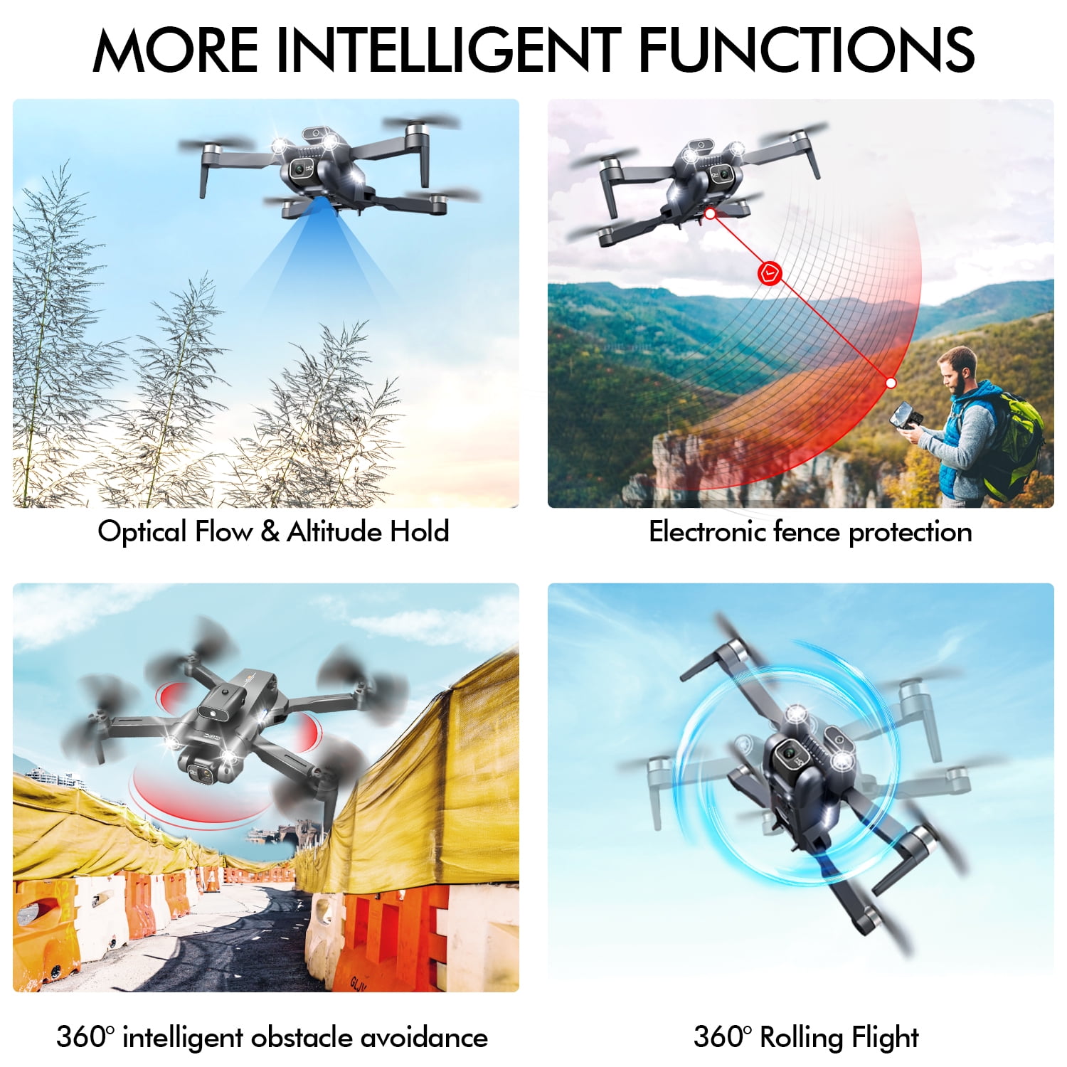 Hot Bee Foldable Aerial Drones, 1080p Ajustable Dual Camera & 3 Batteries, Brushless FPV Quadcopter UAV, Optical Flow, 360° Obstacle Avoidance, Waypoint Fly, Christmas Toy Gift for Adults & Kids - Image 5