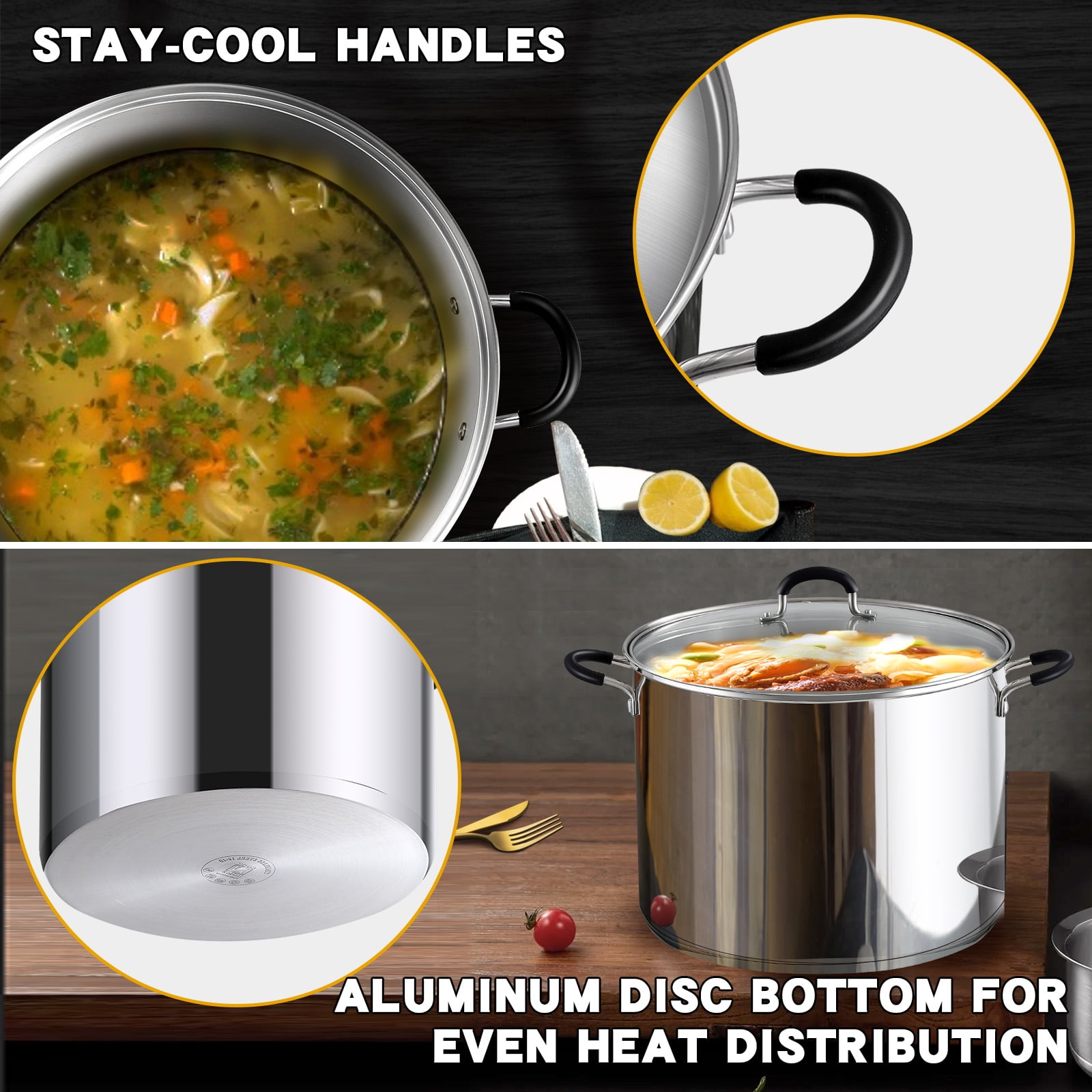 Cook N Home Stockpot Sauce Pot Induction Pot With Lid Professional Stainless Steel 20 Quart - Image 7