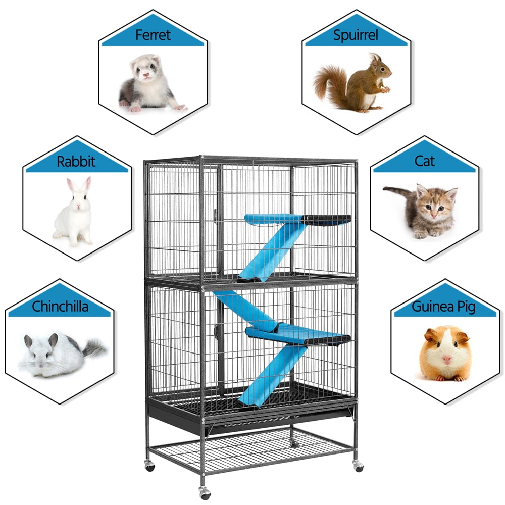 Alden Design 2-Story Rolling Metal Small Animal Cage with Removable Ramps & Platforms for Adult Rats, Ferrets, Chinchillas, Guinea Pigs - Image 9
