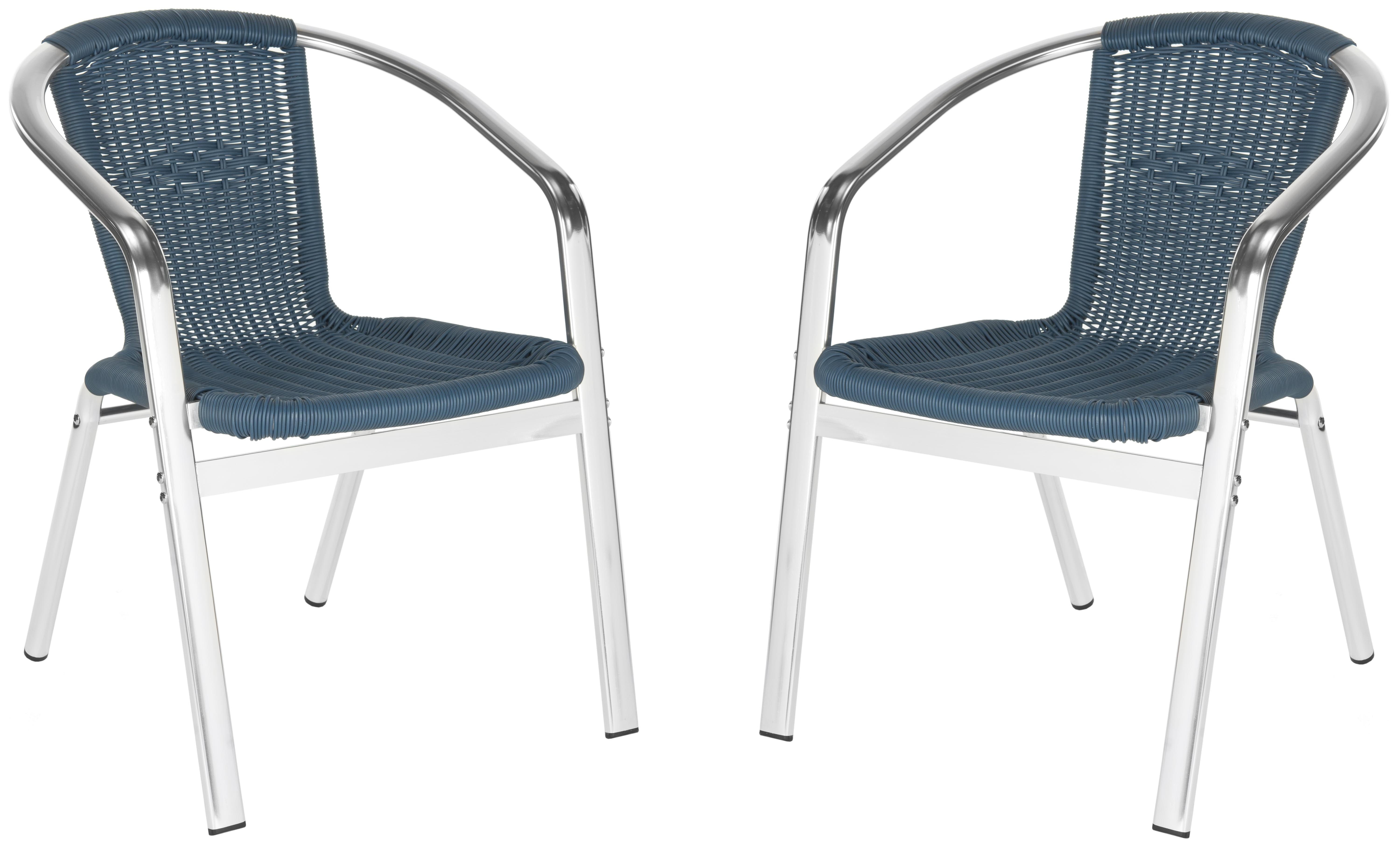 SAFAVIEH Wrangell Outdoor Patio Stacking Arm Chair,Teal, Set of 2 - Image 5