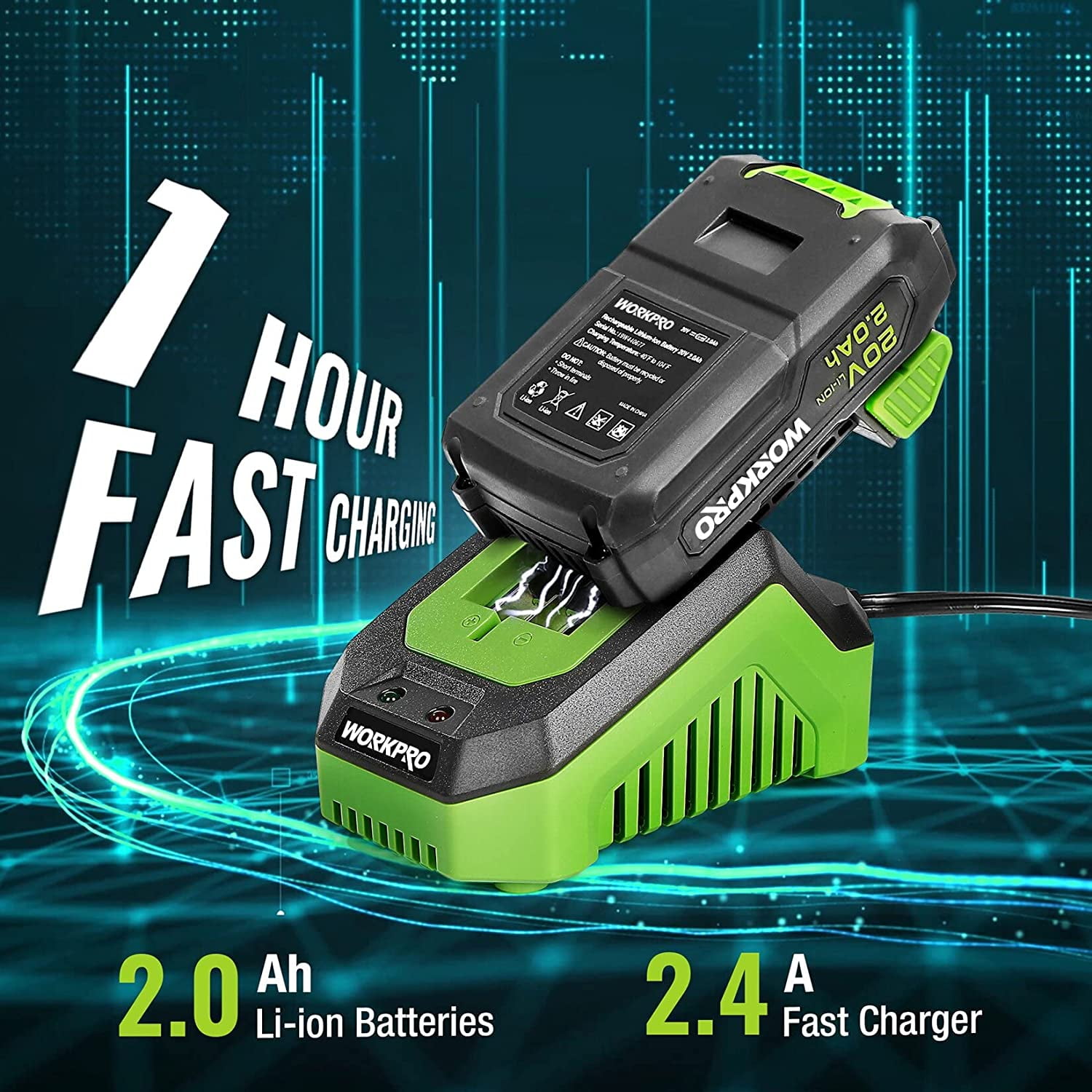 WORKPRO 20V Cordless Impact Wrench, 1/2-inch, 320 Ft Pounds Max Torque, 2.0Ah Li-ion Battery with Fast Charger, Belt Clip for Easy Carrying - Image 6