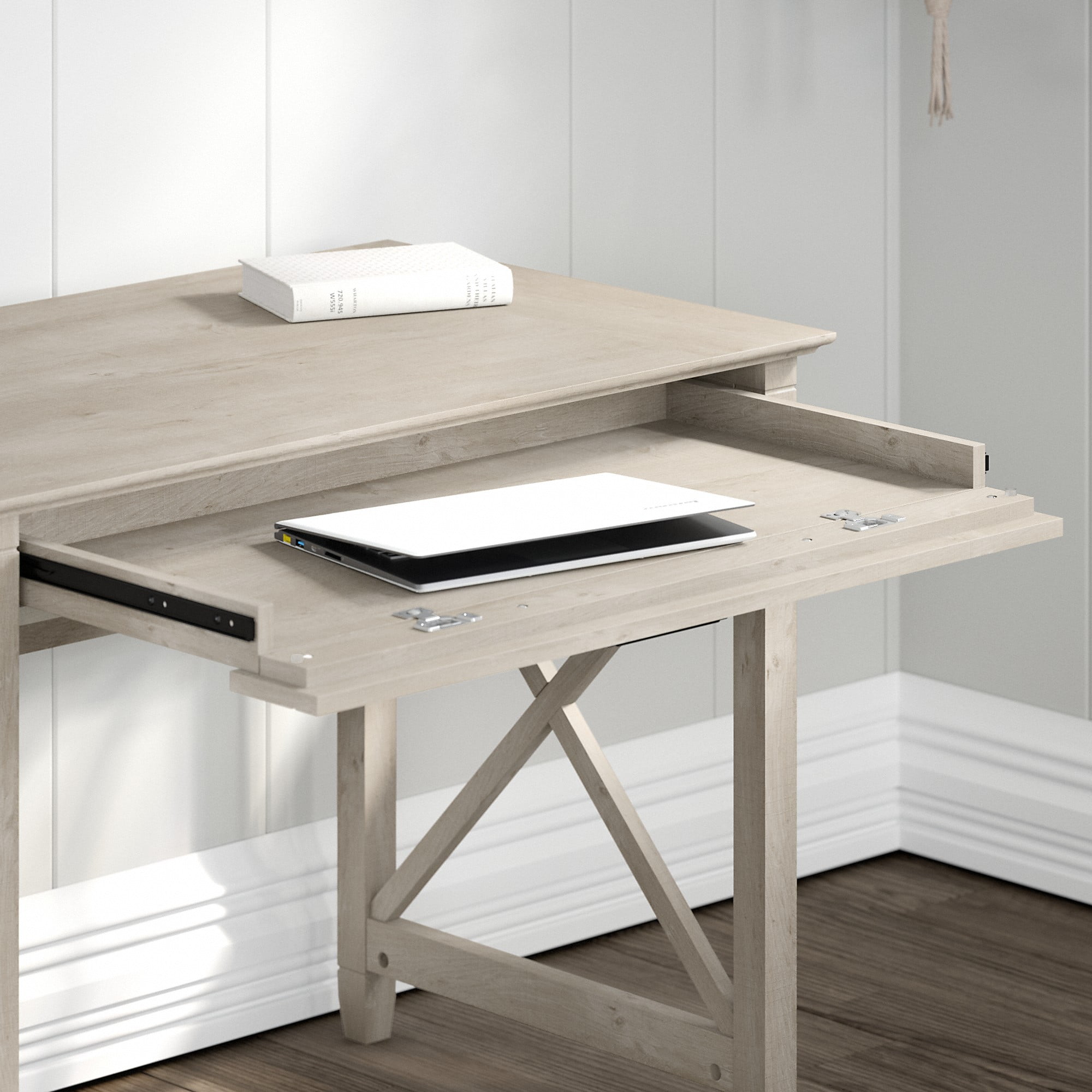 Bush Furniture Key West 54" Computer Desk with Storage, Washed Gray - Image 7