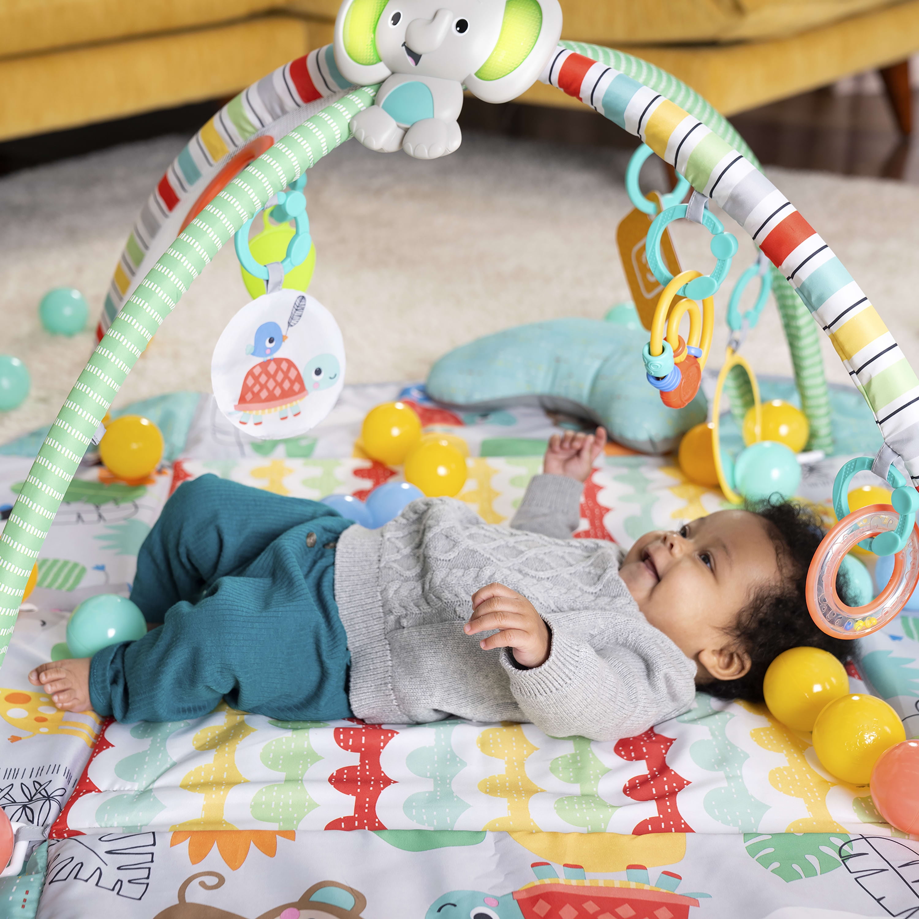 Bright Starts 5-in-1 Your Way Ball Play - Jumbo Play Mat Converts to Ball Pit Baby Gym, Newborns to Toddlers - Totally Tropical (Green) - Image 8