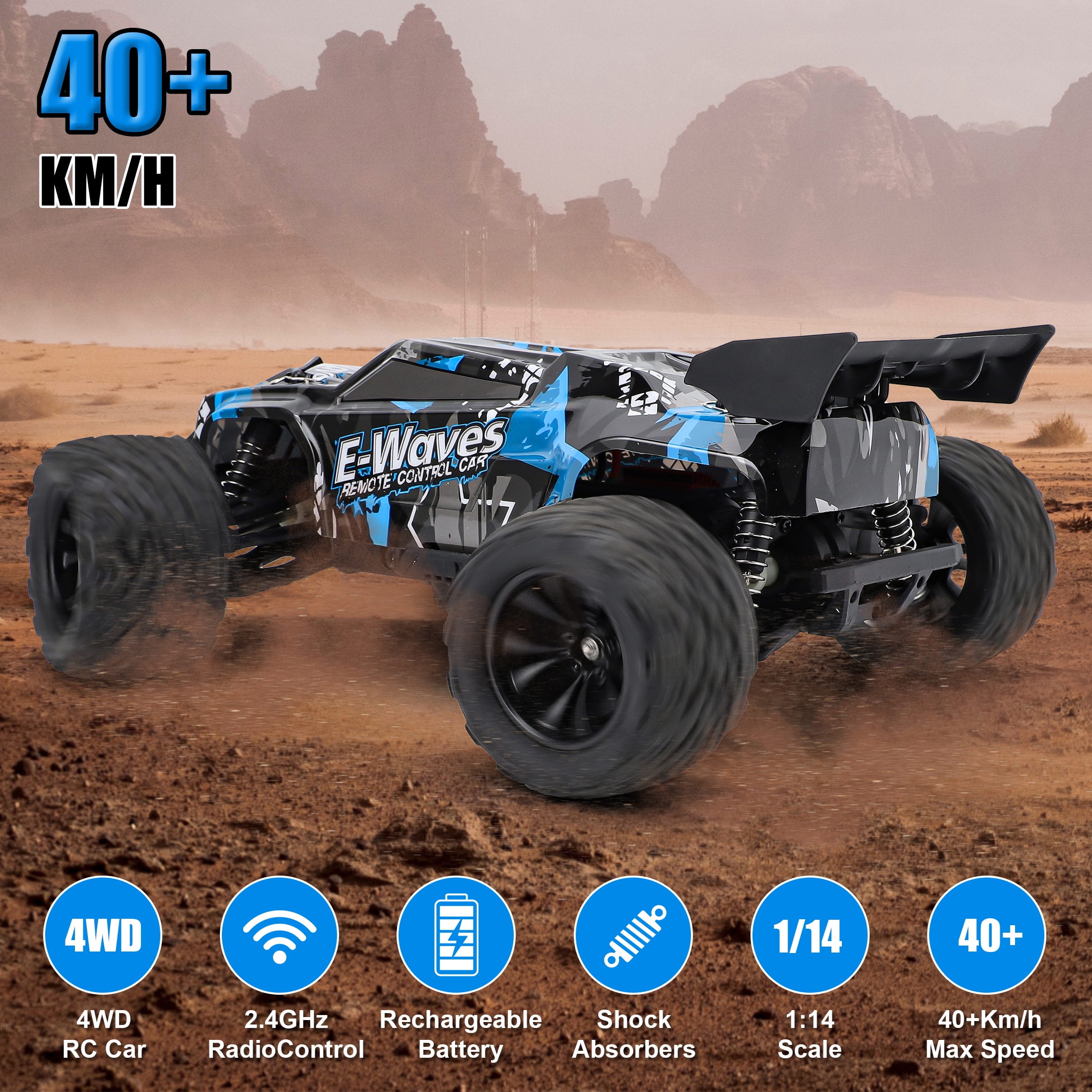 Loewten Fast RC Truck for Adults – 40+ km/h 1:14 4WD Off-Road Remote Control Car, 2 Batteries & 2 Shells - Image 5