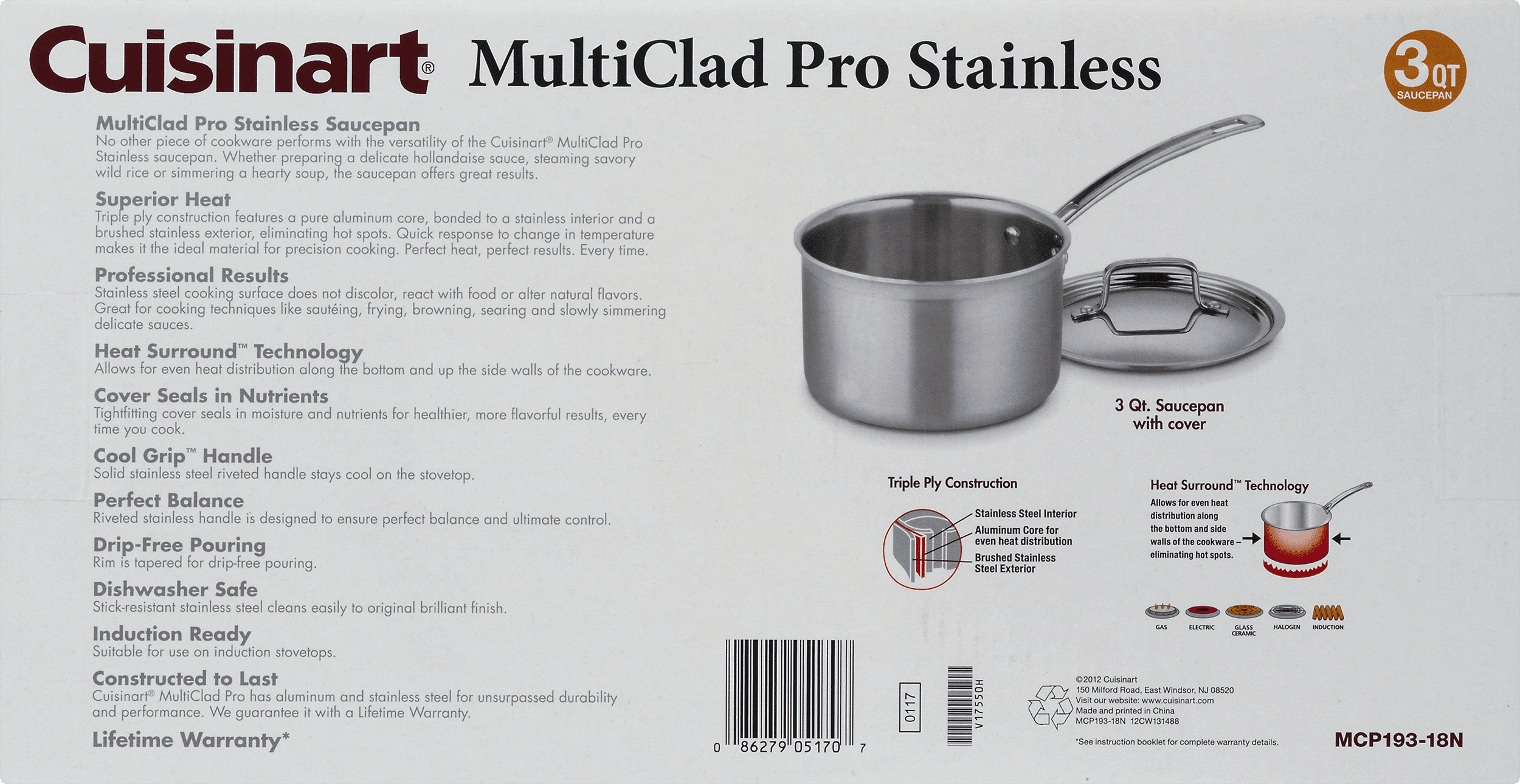 Cuisinart MultiClad Pro Triple Ply Stainless 3-Quart Saucepan - Image 3
