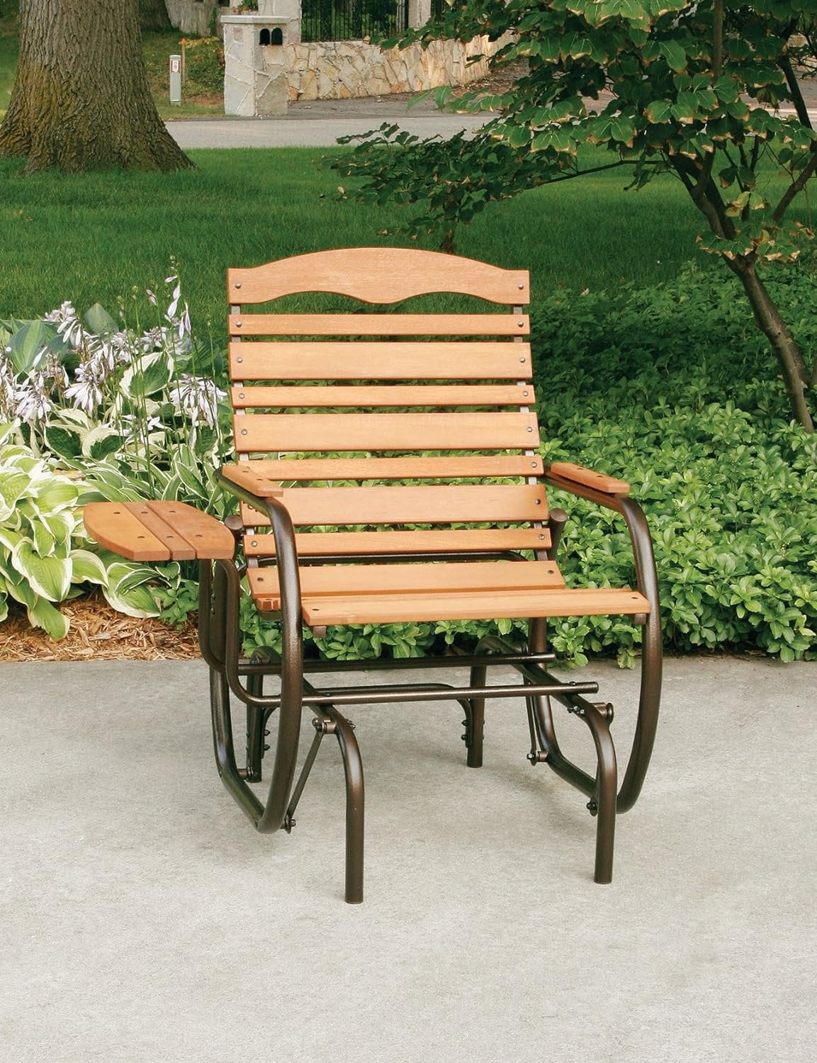Country Garden Hardwood Glider Chair with Tray in Bronze Frame - Image 5