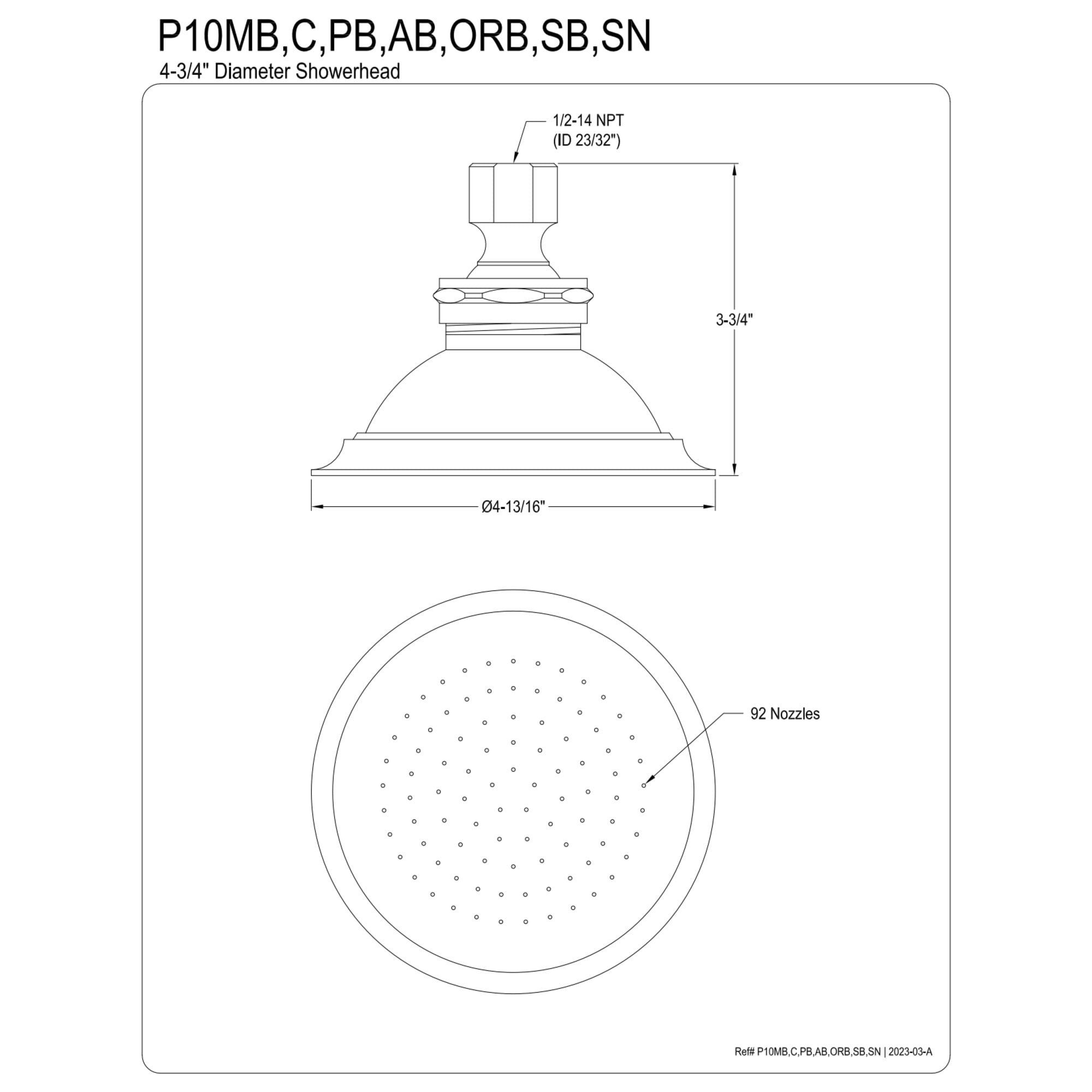 Kingston Brass P10AB Victorian 4-3/4-Inch Round Raindrop Brass Shower Head in Antique Brass - Image 2