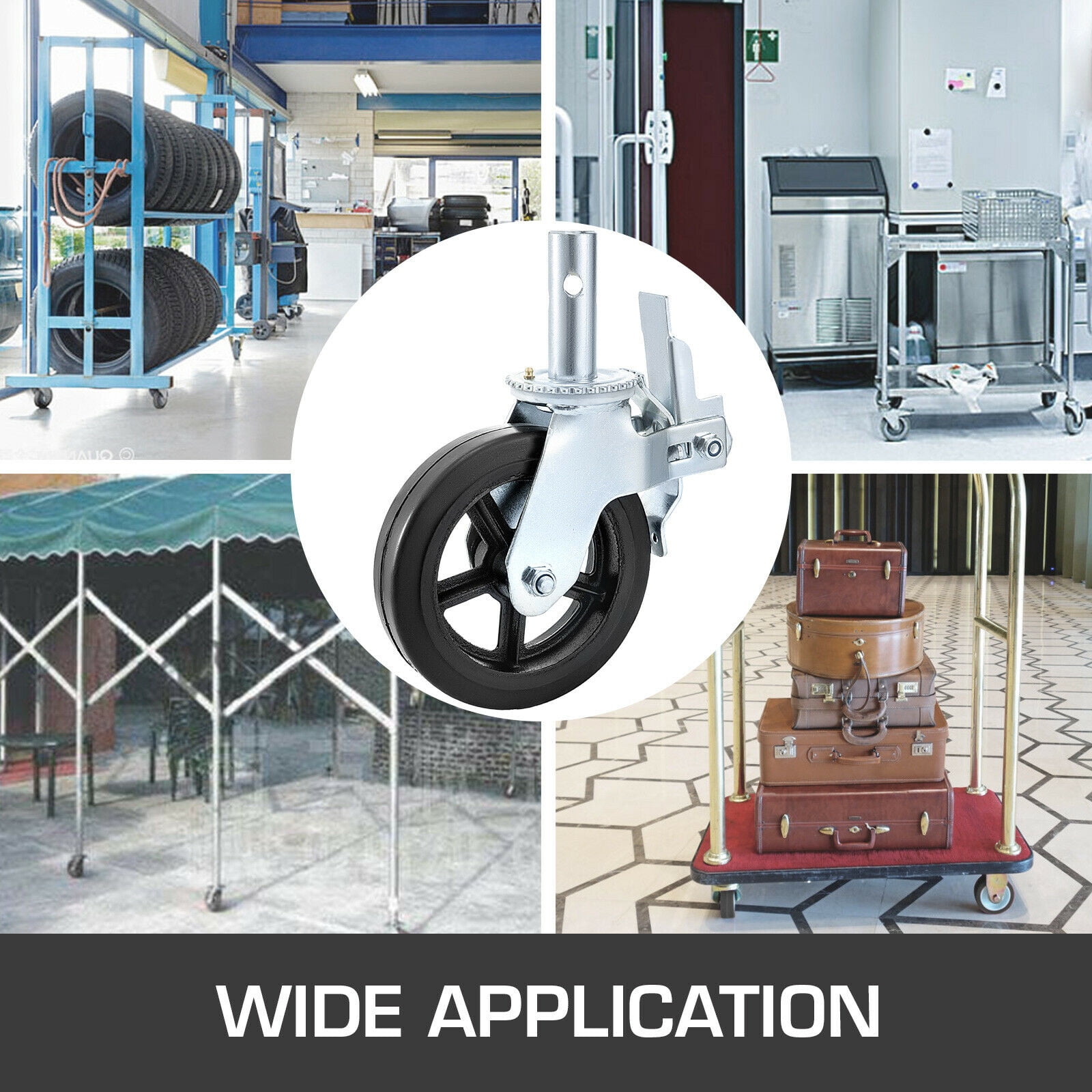 VEVOR 8" x 2" Casters Scaffolding Swivel Rubber Zinc Coating Flexible Scaffold - Image 7