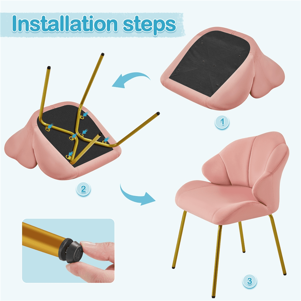 Renwick Modern Velvet Accent Chair with Golden Metal Legs for Living Room, Pink - Image 7