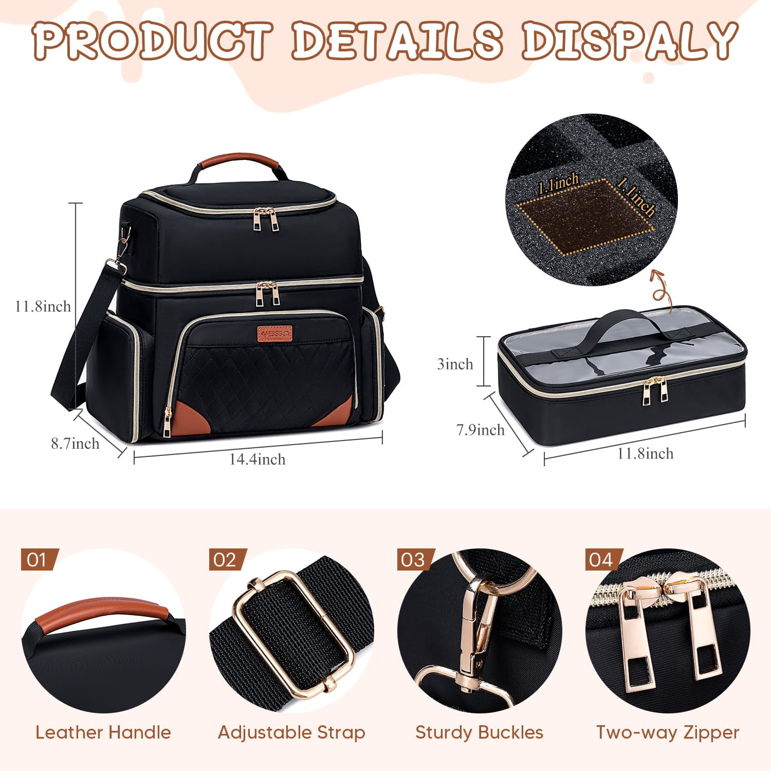 Nail Polish Organizer Case Holds 70 Bottles & Nail Lamp, Double-Layer Nail Storage Bag with Removable Cases & Tool Pockets, Portable Travel Nail Polish Carrying Case - Image 5