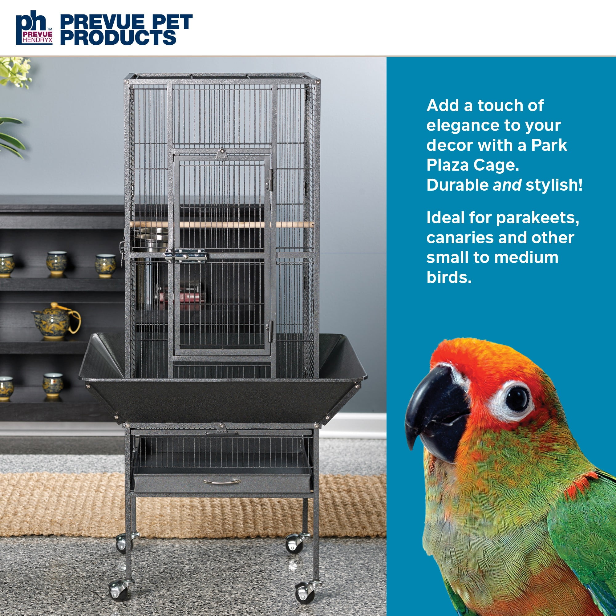 Prevue Pet Products Park Plaza Bird Cage, Black Hammertone - Image 3