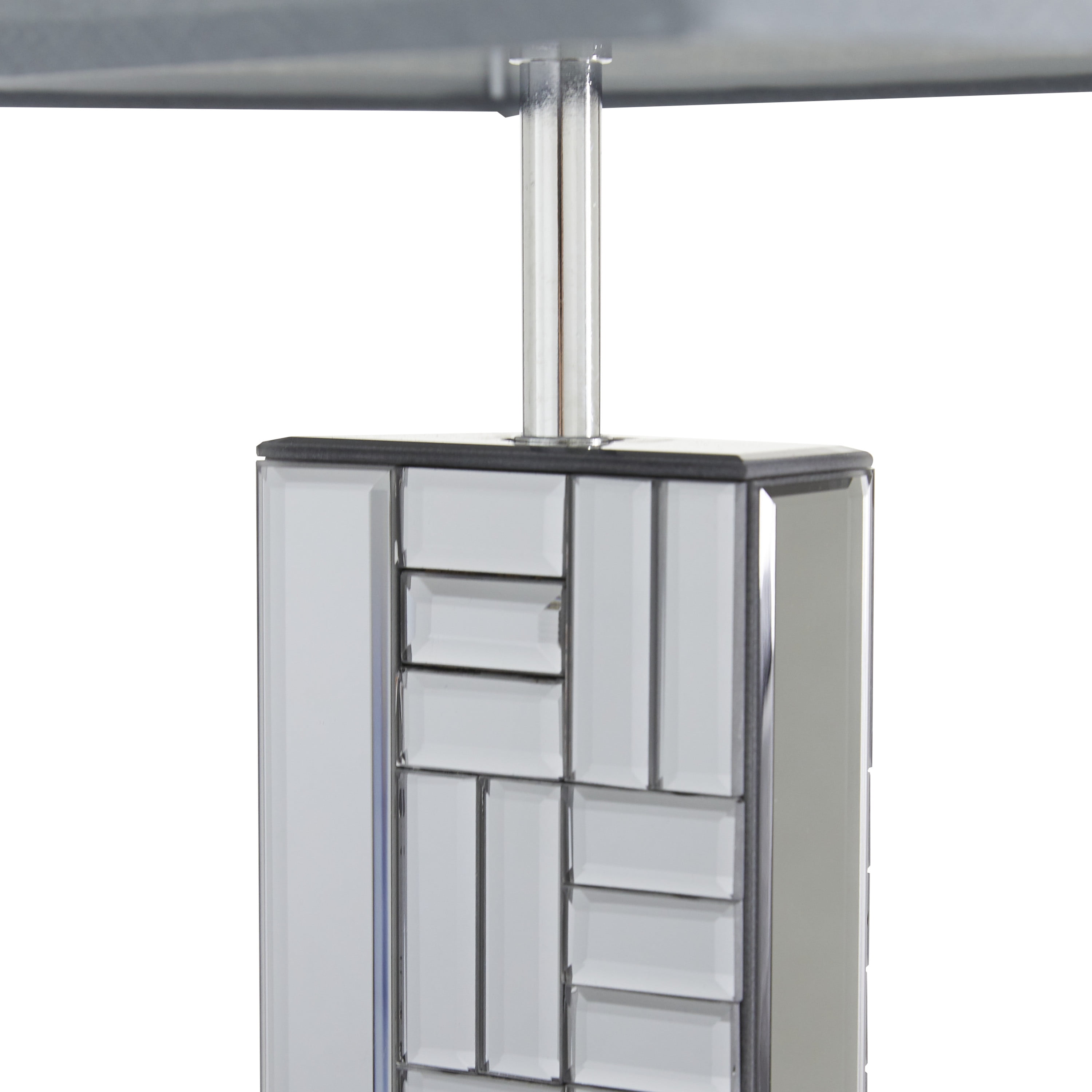 DecMode 30" Mirrored Silver Table Lamp with Gray Linen Shade - Image 3