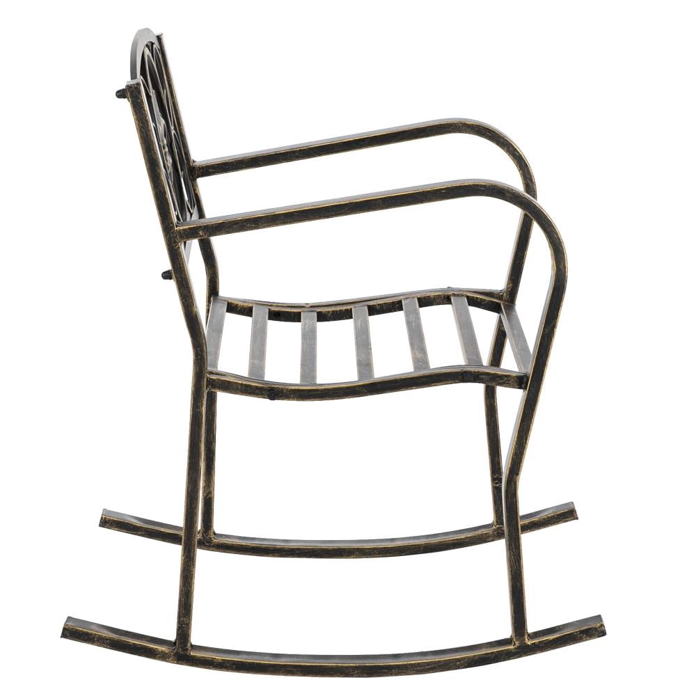 Zimtown Metal Rocking Chair for Garden Patio Yard Black, Wrought Iron Rocker for Outdoor, Patio, Garden, Porch, Black - Image 4