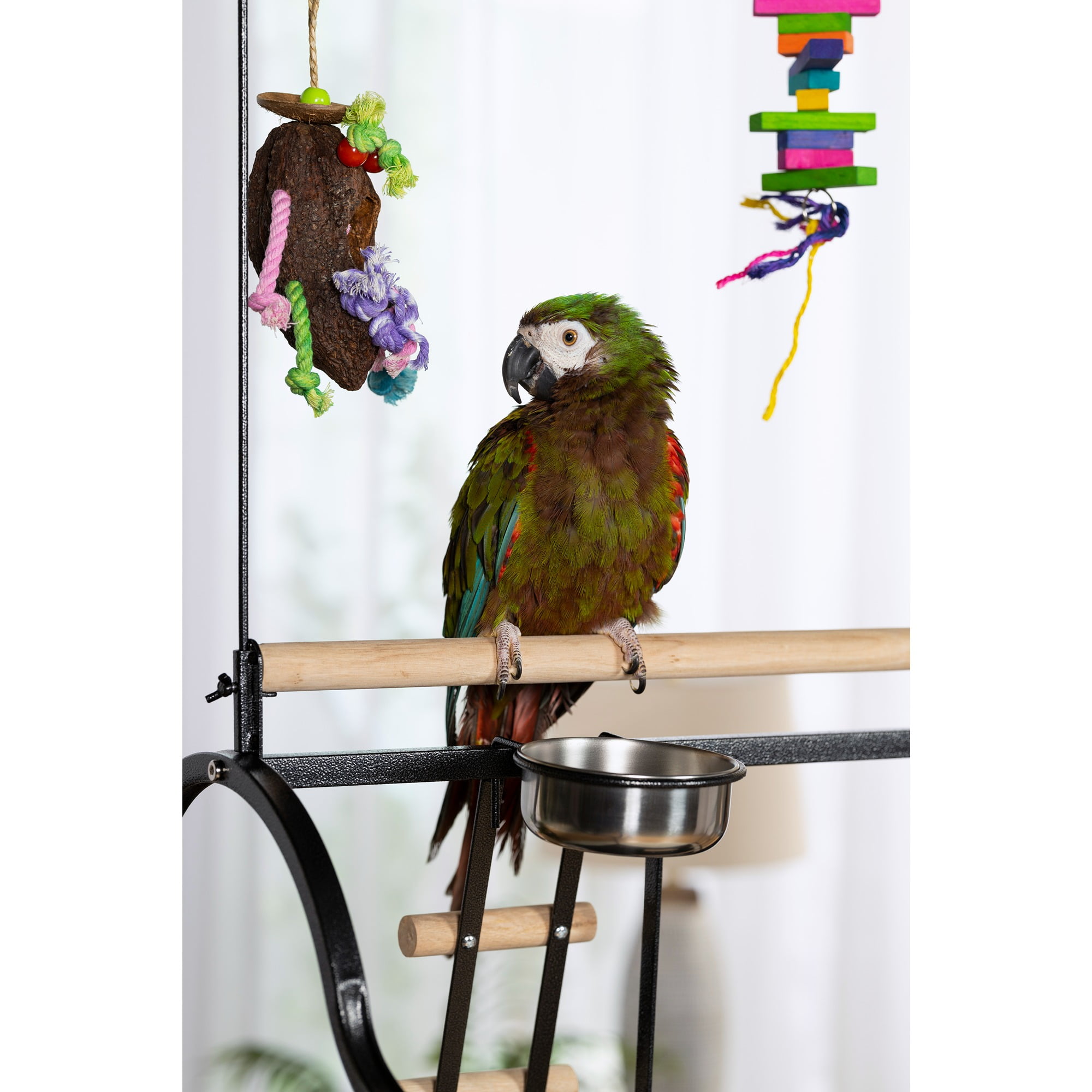 Prevue Pet Products 3180BLK Black Hammertone Metal Parrot Playstand, Large, 30 Inch Length x 22 Inch Width x 73-1/2 Inch Height - Image 7