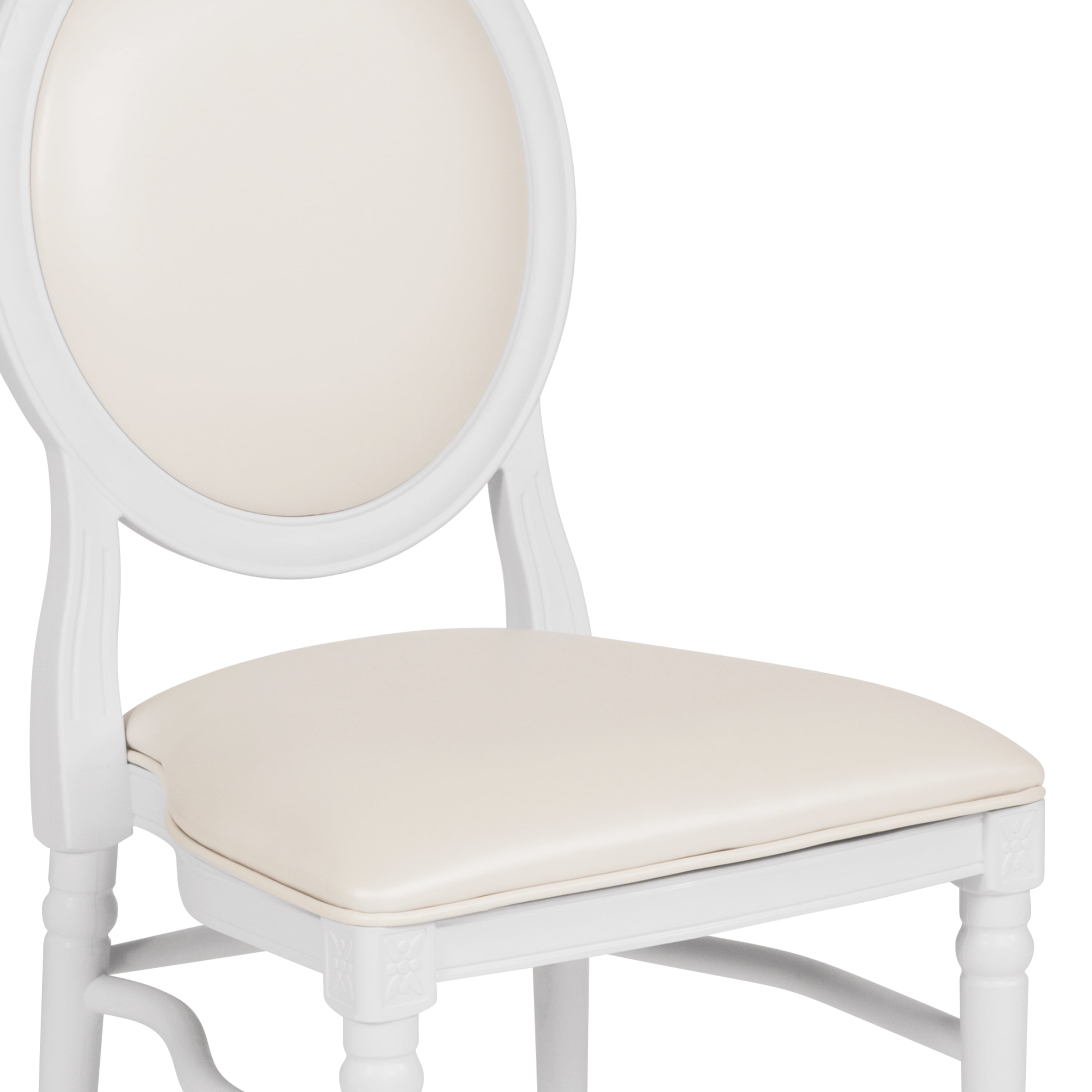 Flash Furniture HERCULES Series 900 lb. Capacity King Louis Chair with White Vinyl Back and Seat and White Frame - Image 7