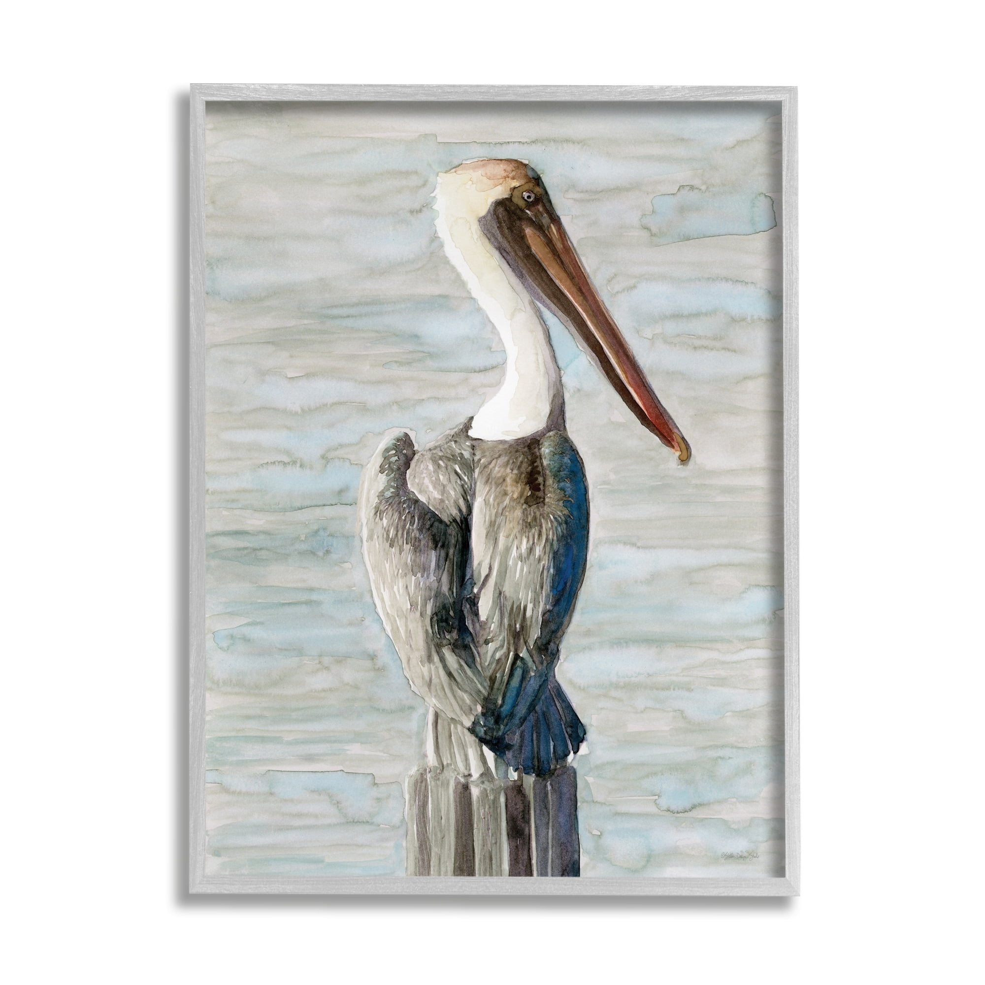 Stupell Industries Long Beak Pelican Watercolor Painting Coastal Waterfowl Bird, 24 x 30,Design by Stellar Design Studio - Image 5