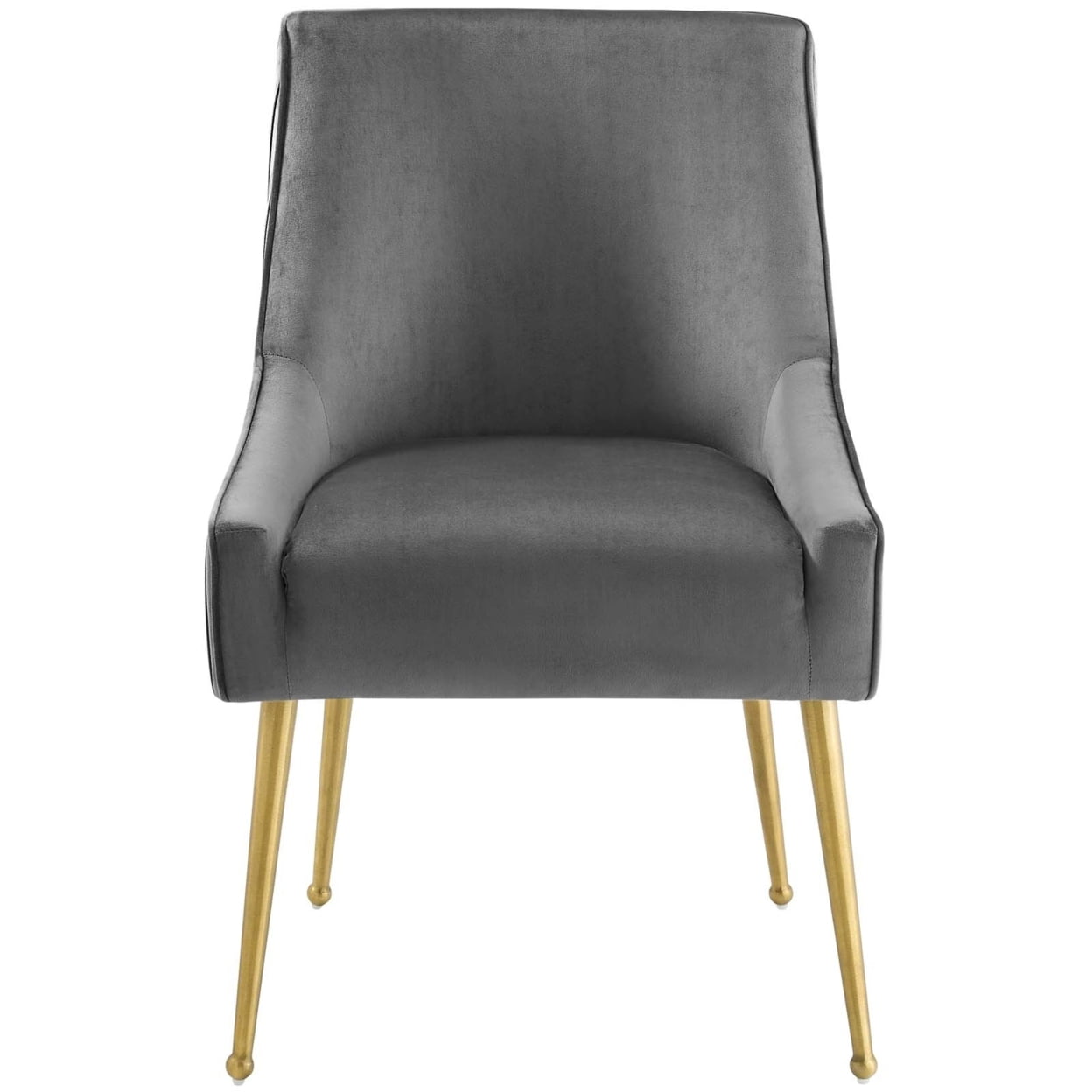 Modway Discern 19" Pleated Back Performance Velvet Dining Chair in Gray - Image 6