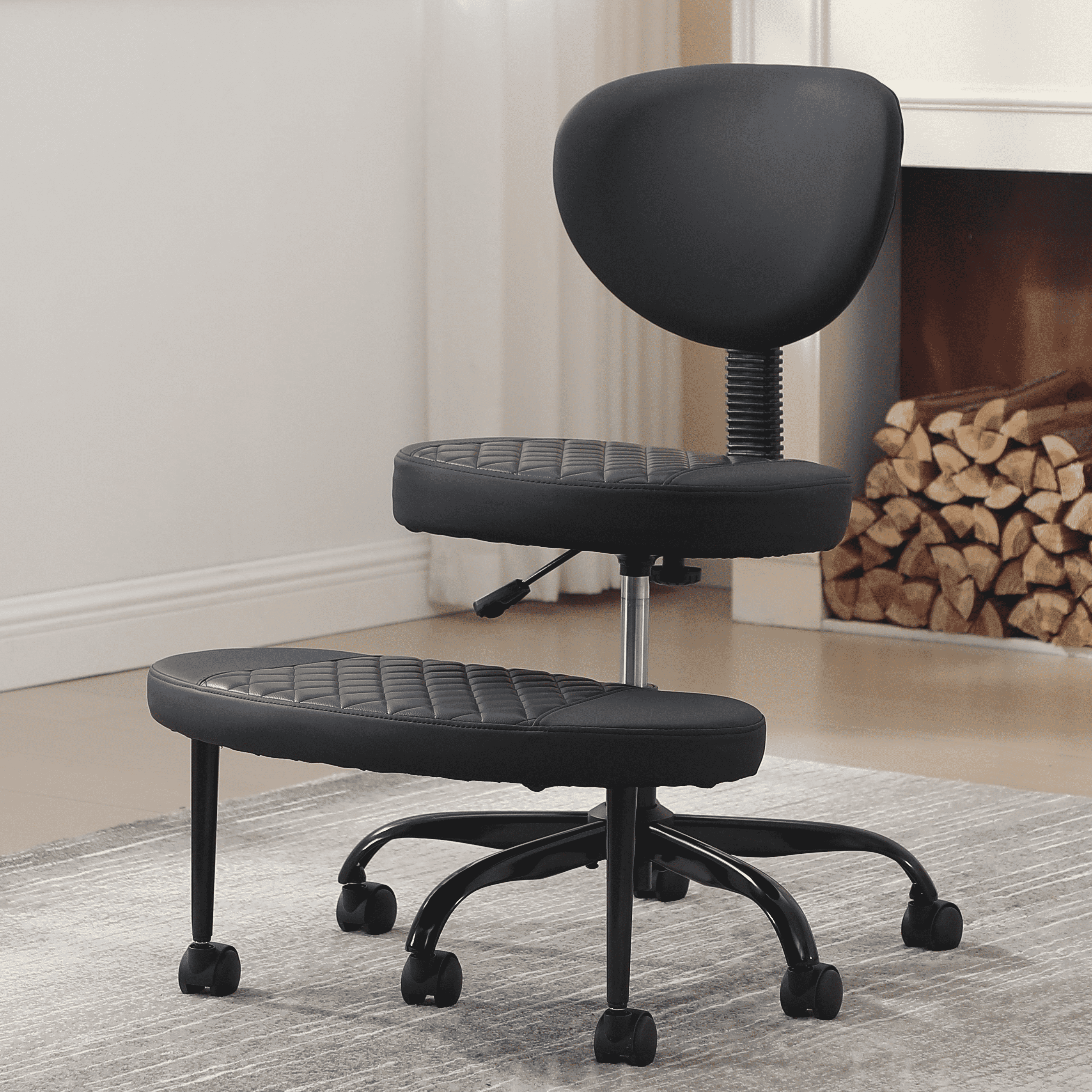 COOLHUT Cross Legged Chair, Ergonomic Adult ADHD Office Chair, Height Adjustable Yoga Office Chair, Meditation Chair with Lumbar Support, Home Office Kneeling Chair, Black - Image 10