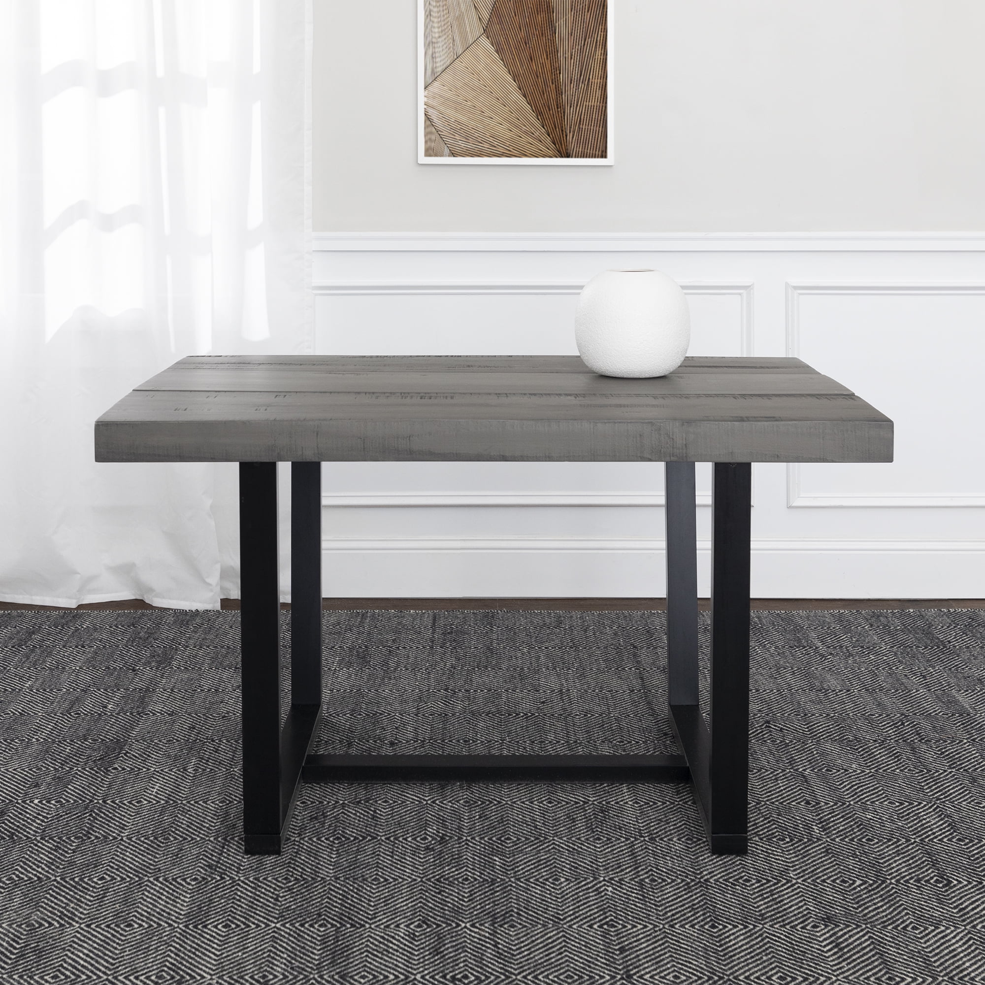 Walker Edison Rustic Distressed Solid Wood Dining Table, Grey - Image 5