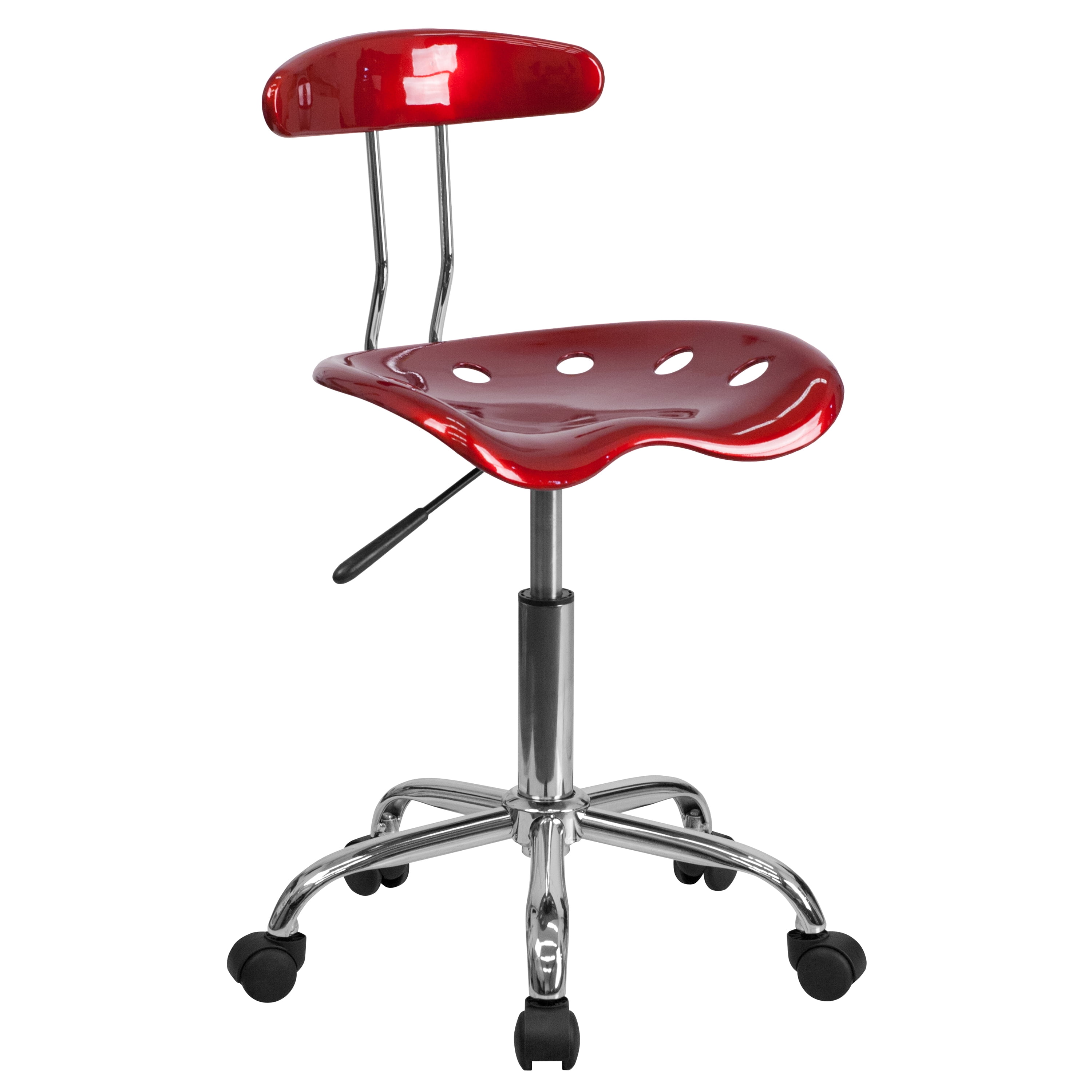 Flash Furniture Vibrant Wine Red and Chrome Swivel Task Office Chair with Tractor Seat - Image 5