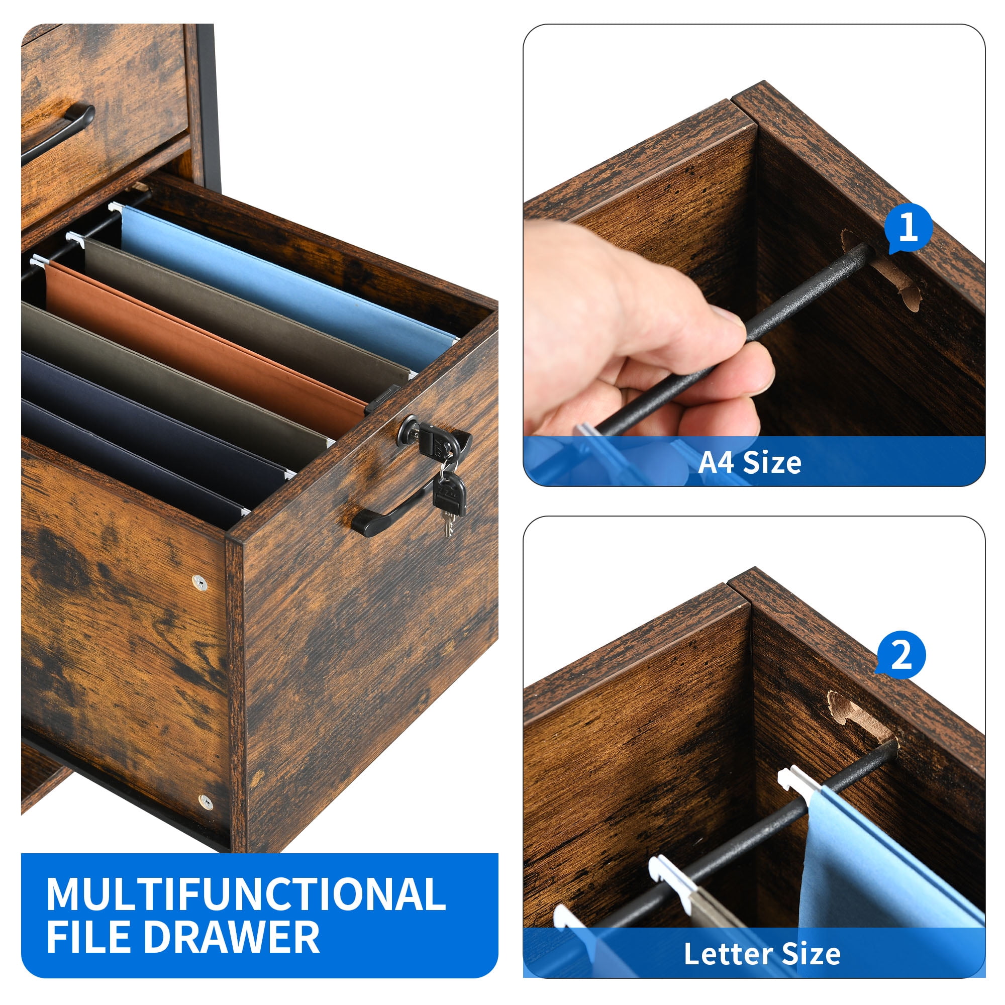 Uforic 59 "Computer Desk with Power Outlets & LED Light, Office Desks with Hutch & Monitor Stand, Gaming Desk Executive Desk with Storage Shelves for Home Office , Brown - Image 2