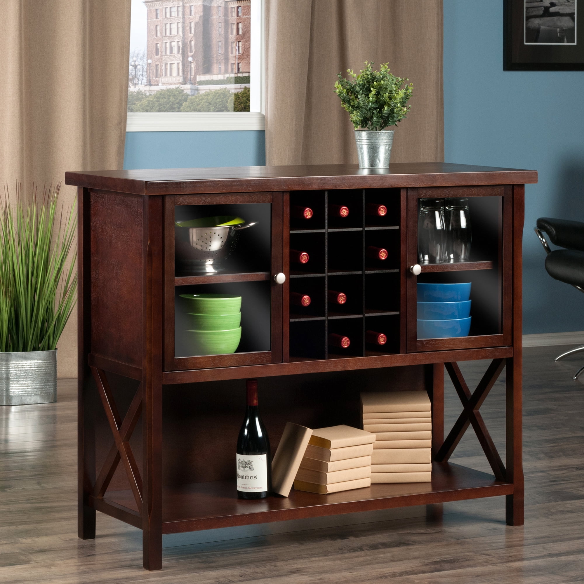 Contemporary Home Living 43.75" Teak Brown Contemporary Buffet Cabinet - Image 7