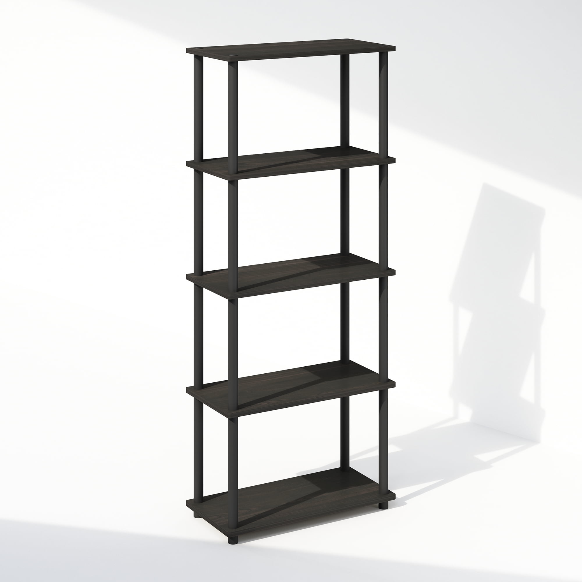 Furinno Turn-N-Tube 5-Tier Multipurpose Compact Display Rack, Shelving Unit, Bookcase, Espresso/Black - Image 4