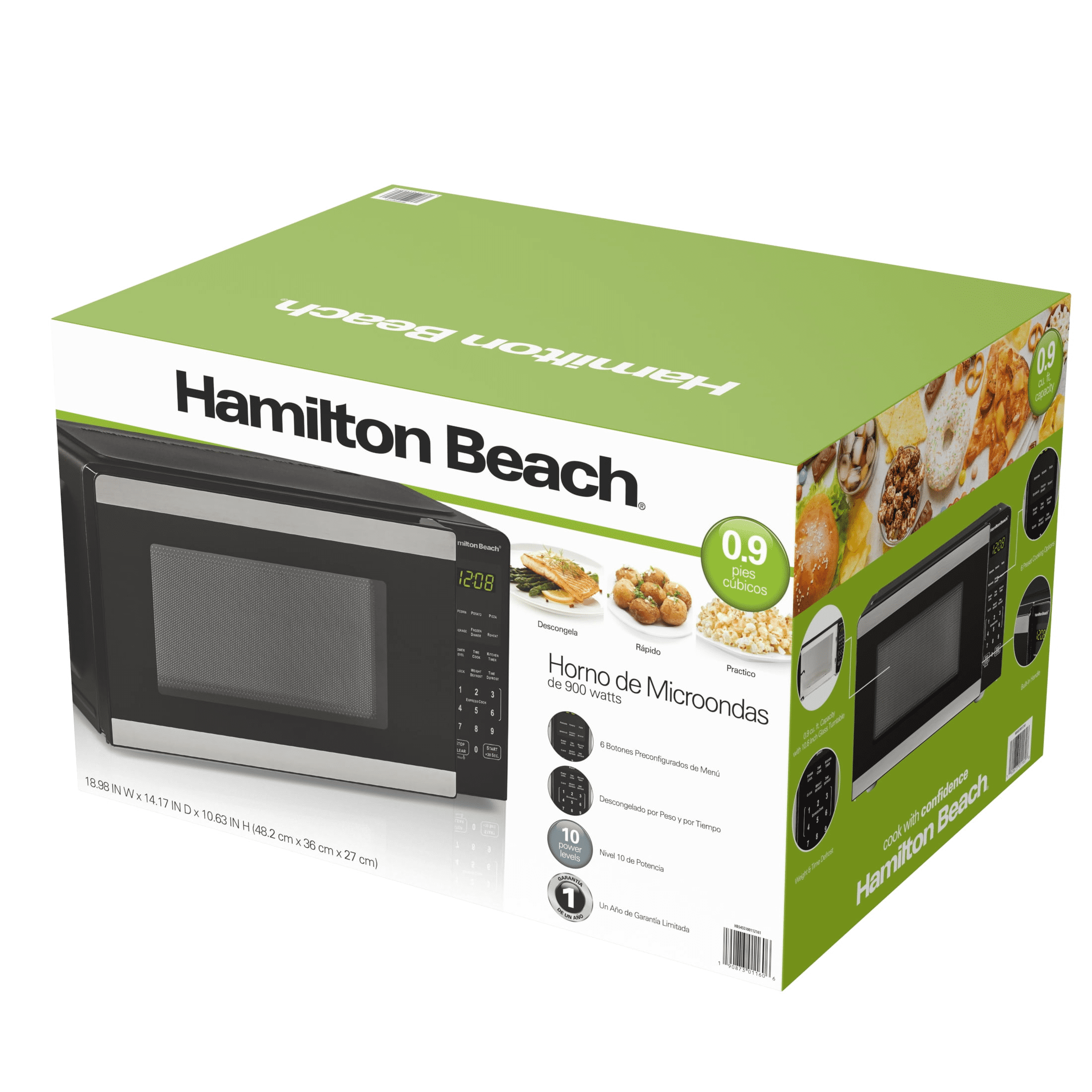 Hamilton Beach 0.9 Cu ft Countertop Microwave Oven, Stainless Steel, New - Image 9
