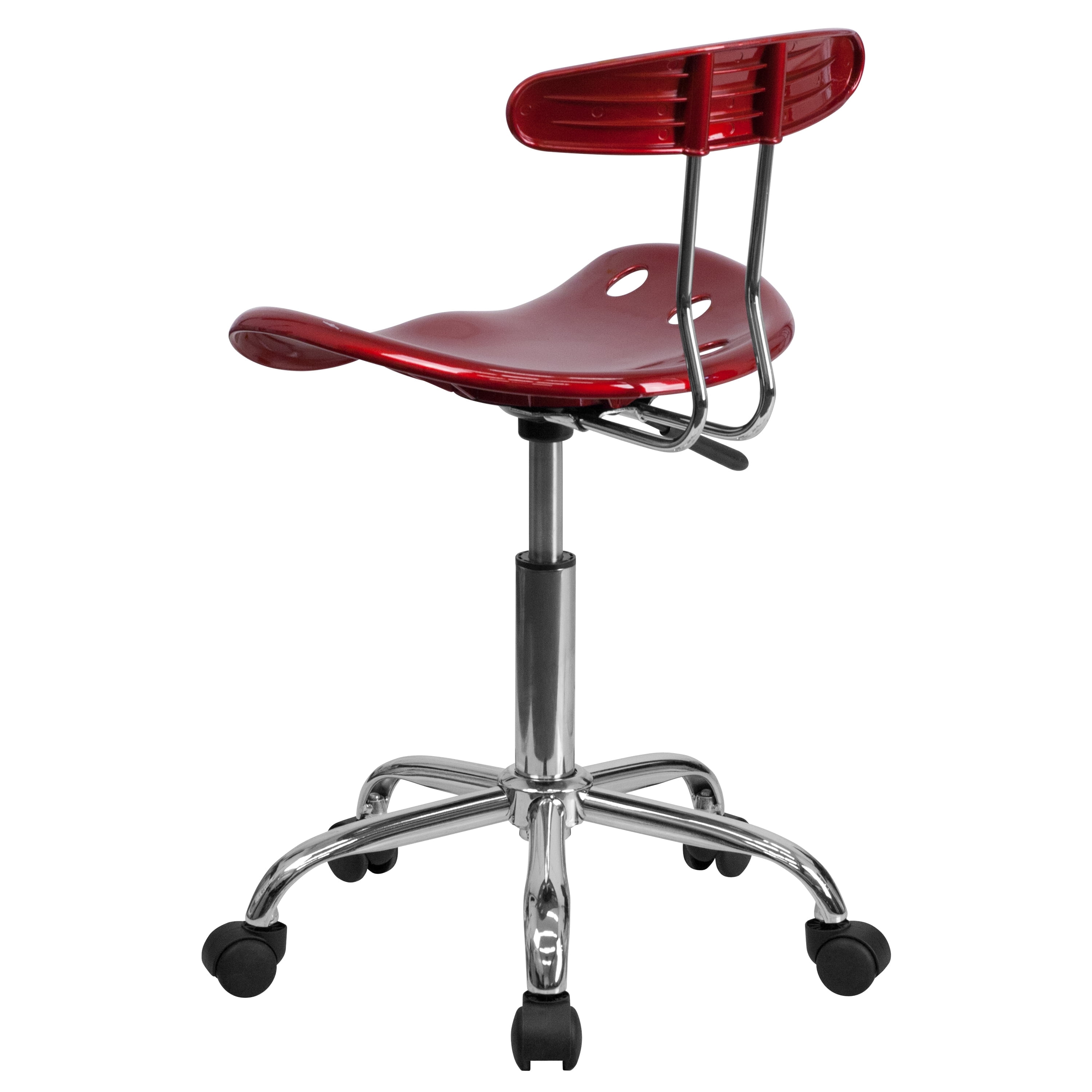 Flash Furniture Vibrant Wine Red and Chrome Swivel Task Office Chair with Tractor Seat - Image 13