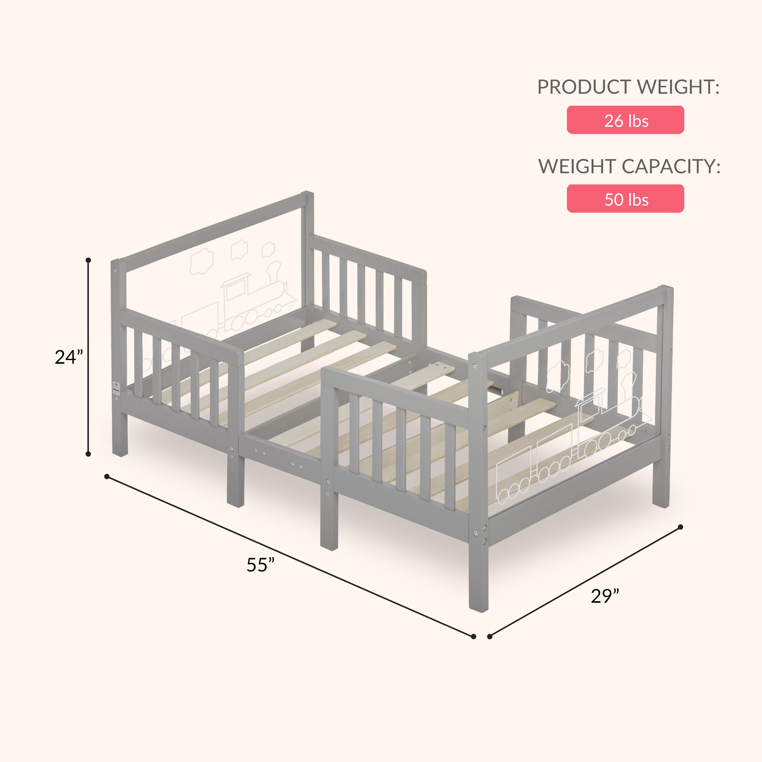 Dream On Me Polar Express Toddler Bed In Cool Grey - Image 2
