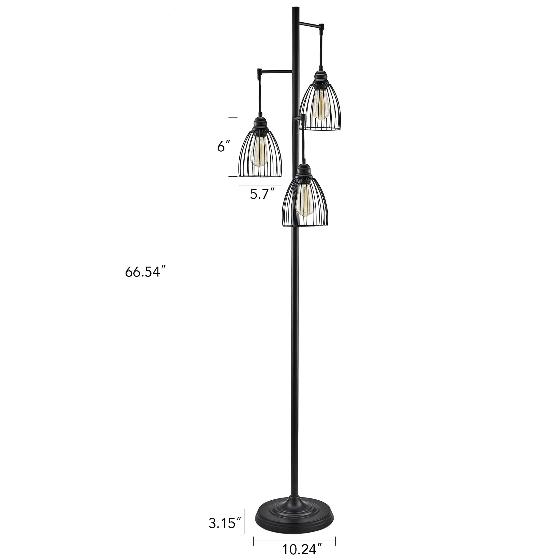 Bestco 67" Industrial Floor Lamp with Hanging Metal Shades, Black - Image 9
